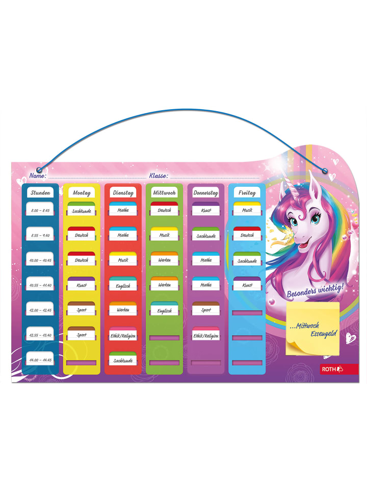 ROTH Klipp&Klar Stundenplan Steck Fix, Einhornportrait, A3 in Bunt günstig kaufen onesize