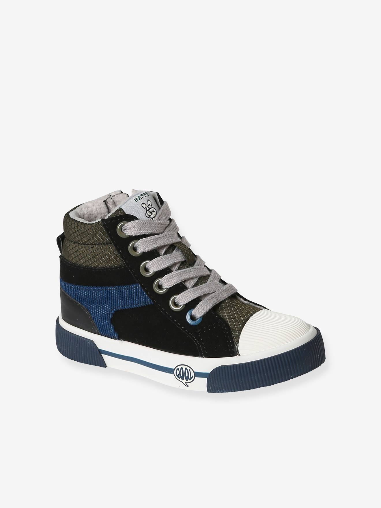 Vertbaudet Warme Kinder High-Sneakers, Anziehtrick - schwarz