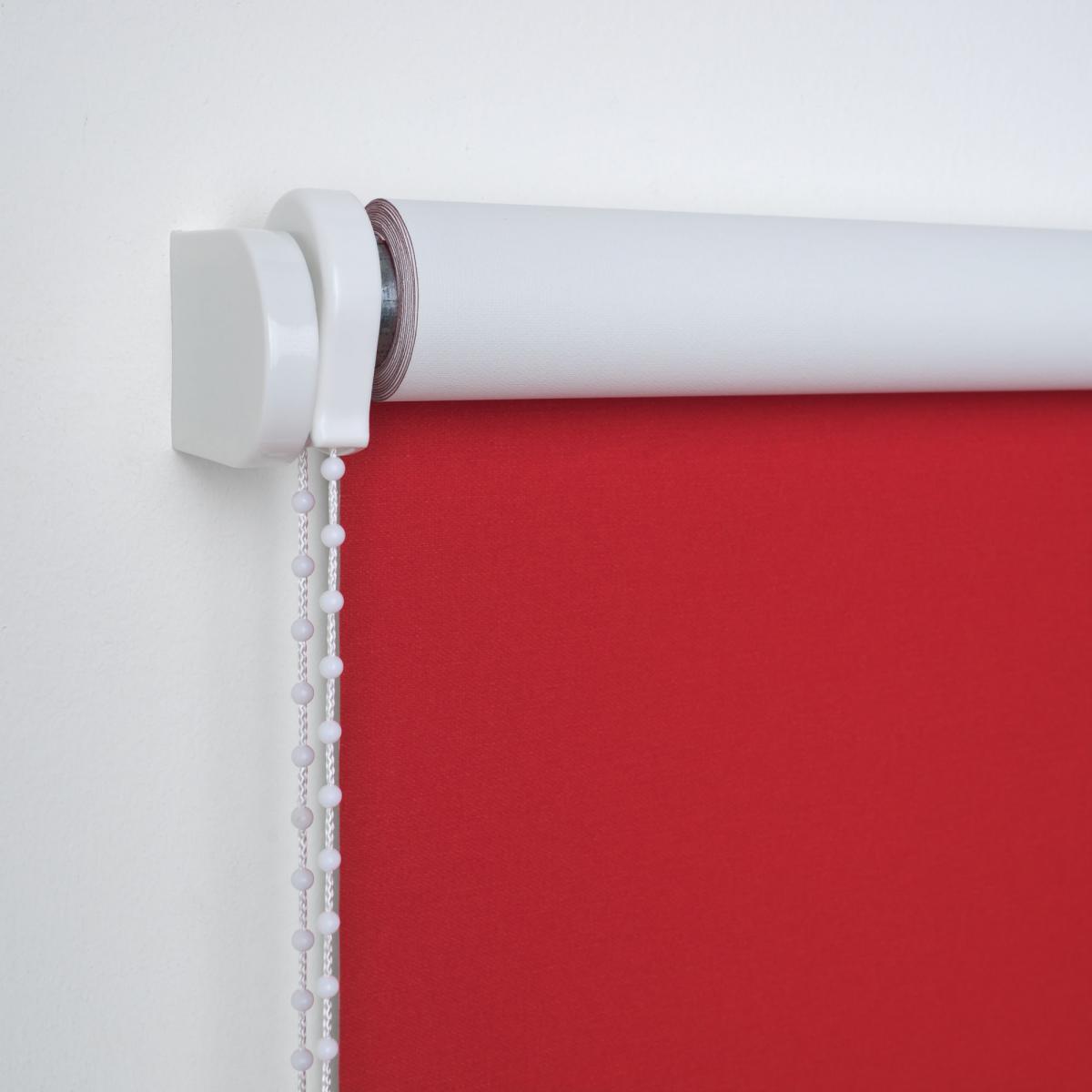 Bella Casa Seitenzugrollo Kettenzugrollo Volantrollo Rollo Eckig Verdunklung 102 x 180 cm rot für Fenster