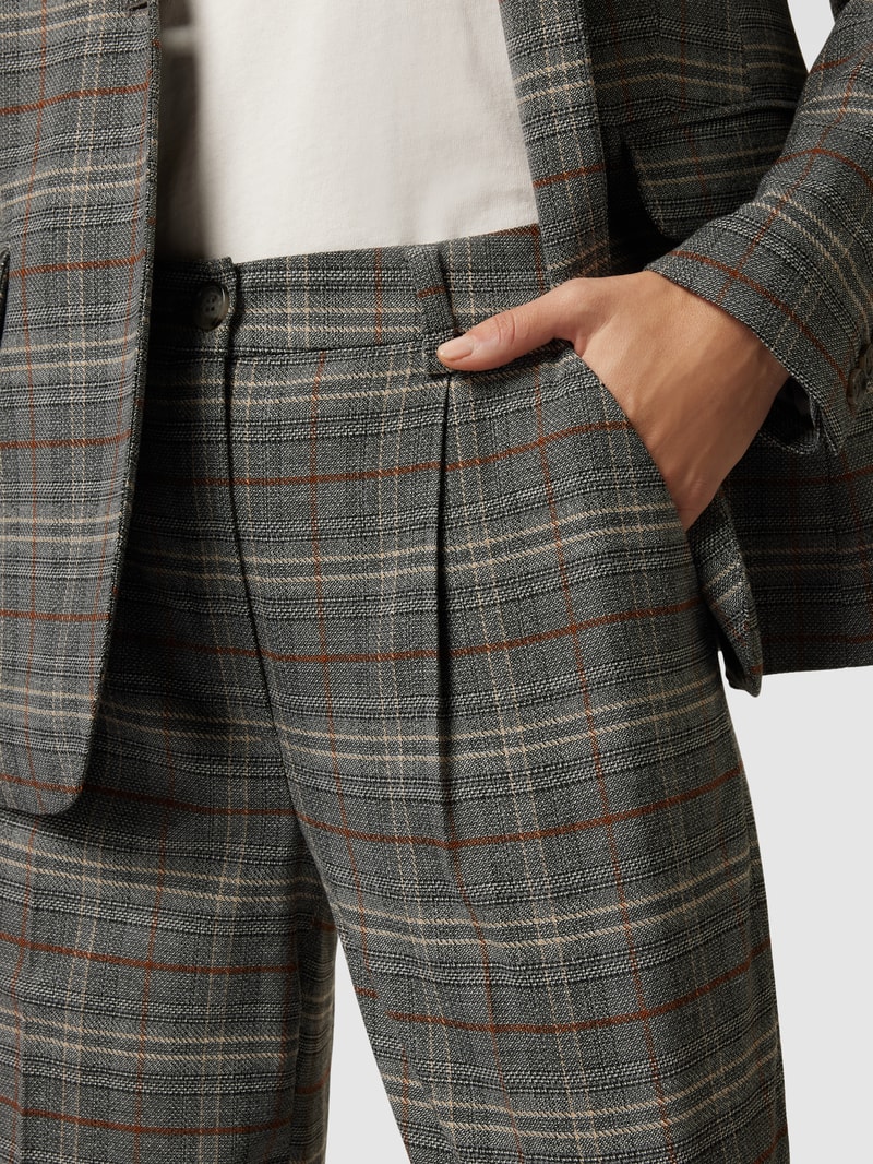 Stoffhose mit Tartan-Karo und Bügelfalten in anthrazit