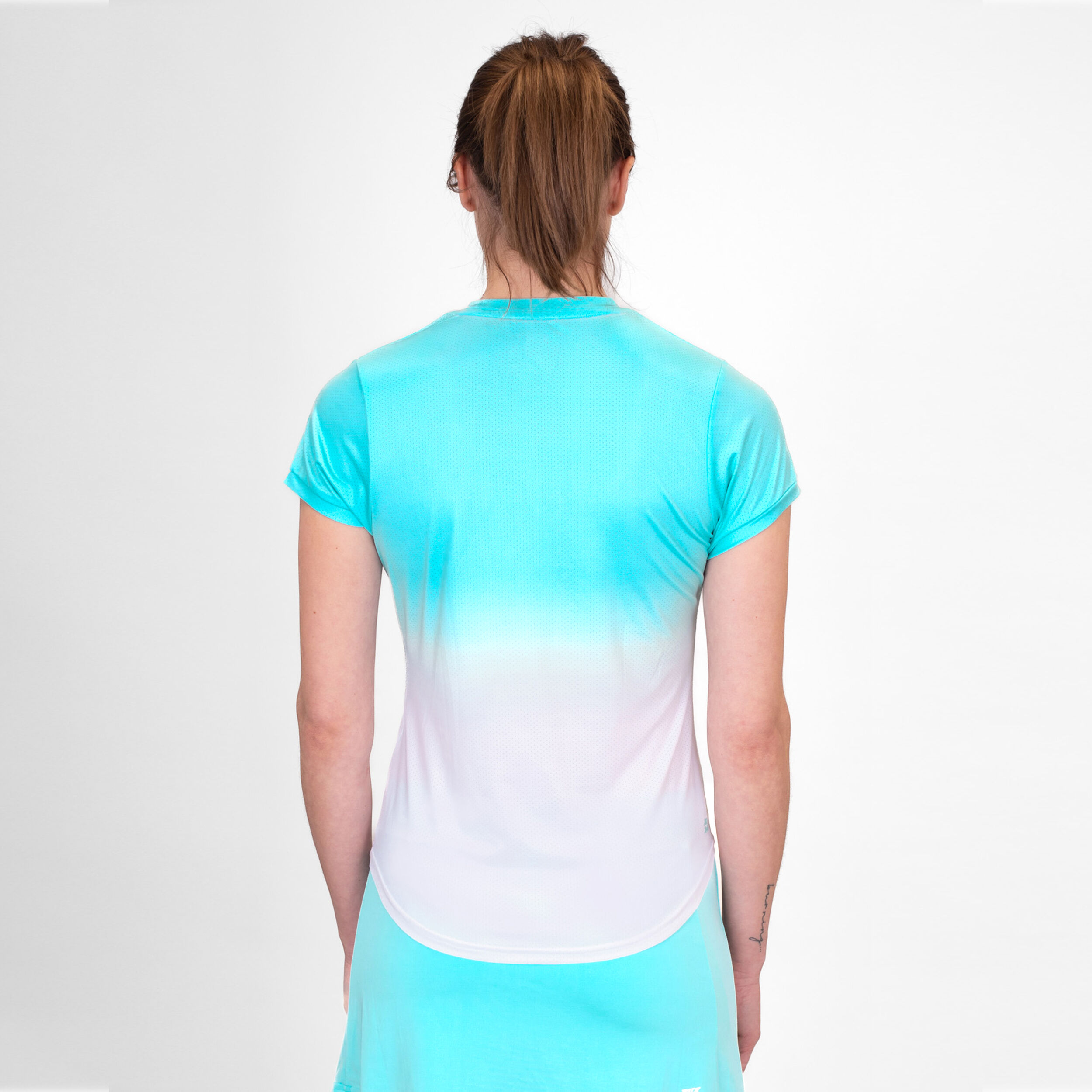 Crew Gradiant T-Shirt Damen - Türkis, Weiß