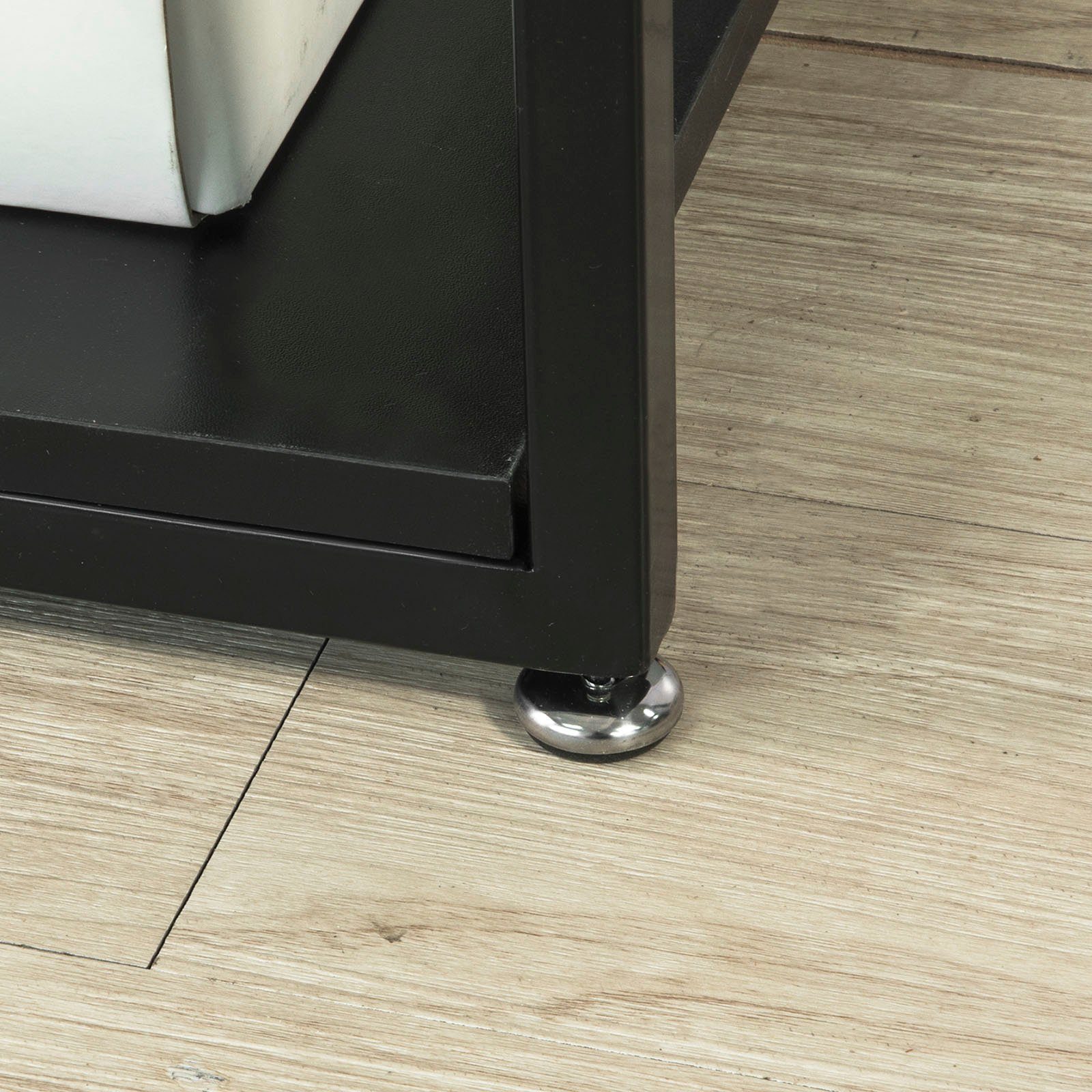 SoBuy Beistelltisch FBT65, mit Glasplatte Sofatisch Glastisch Couchtisch mit 3 Ablagen schwarz