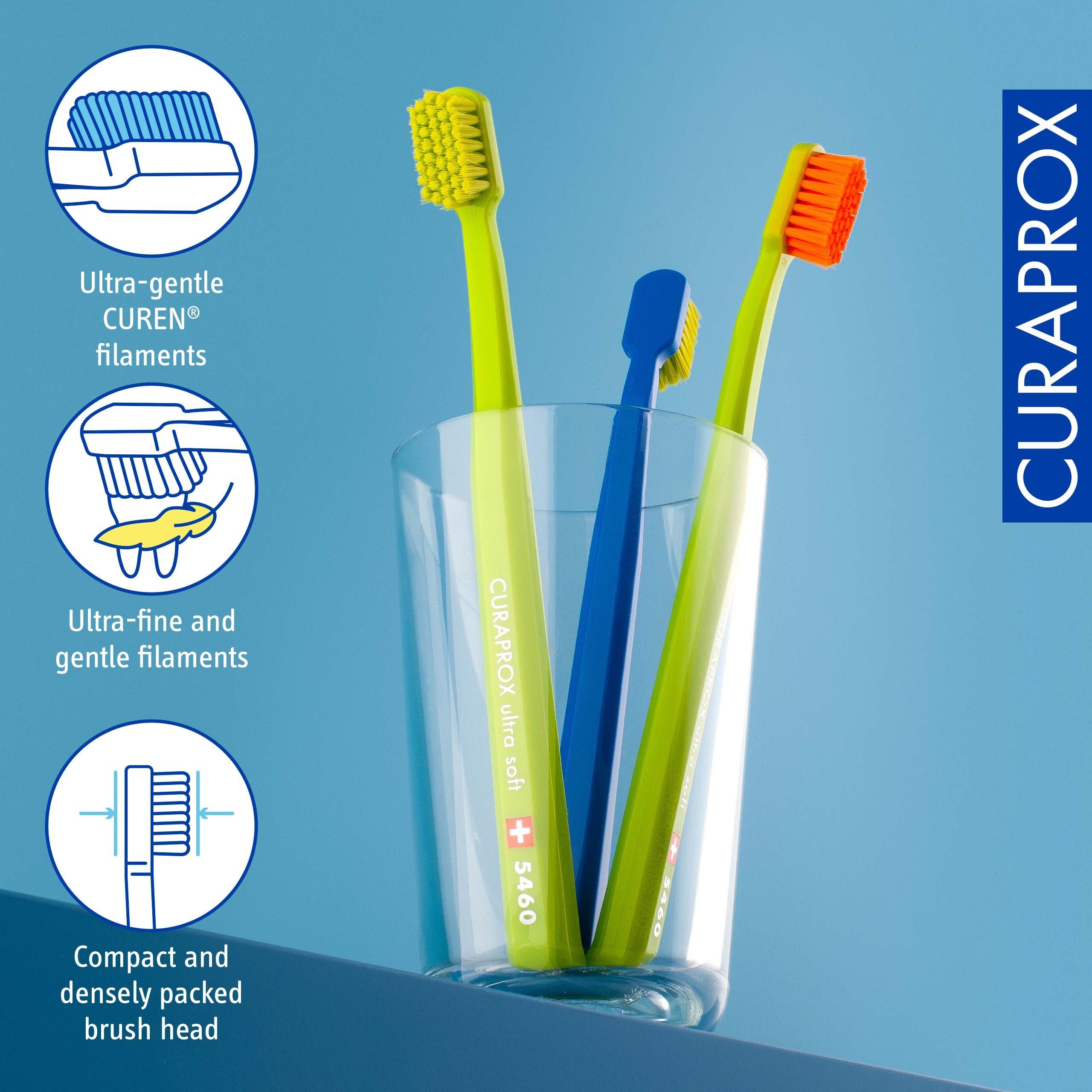CURAPROX Zahnbürste Curaprox CS 5460, Handzahnbürste, ultrasoft, 3 Stück, farbig