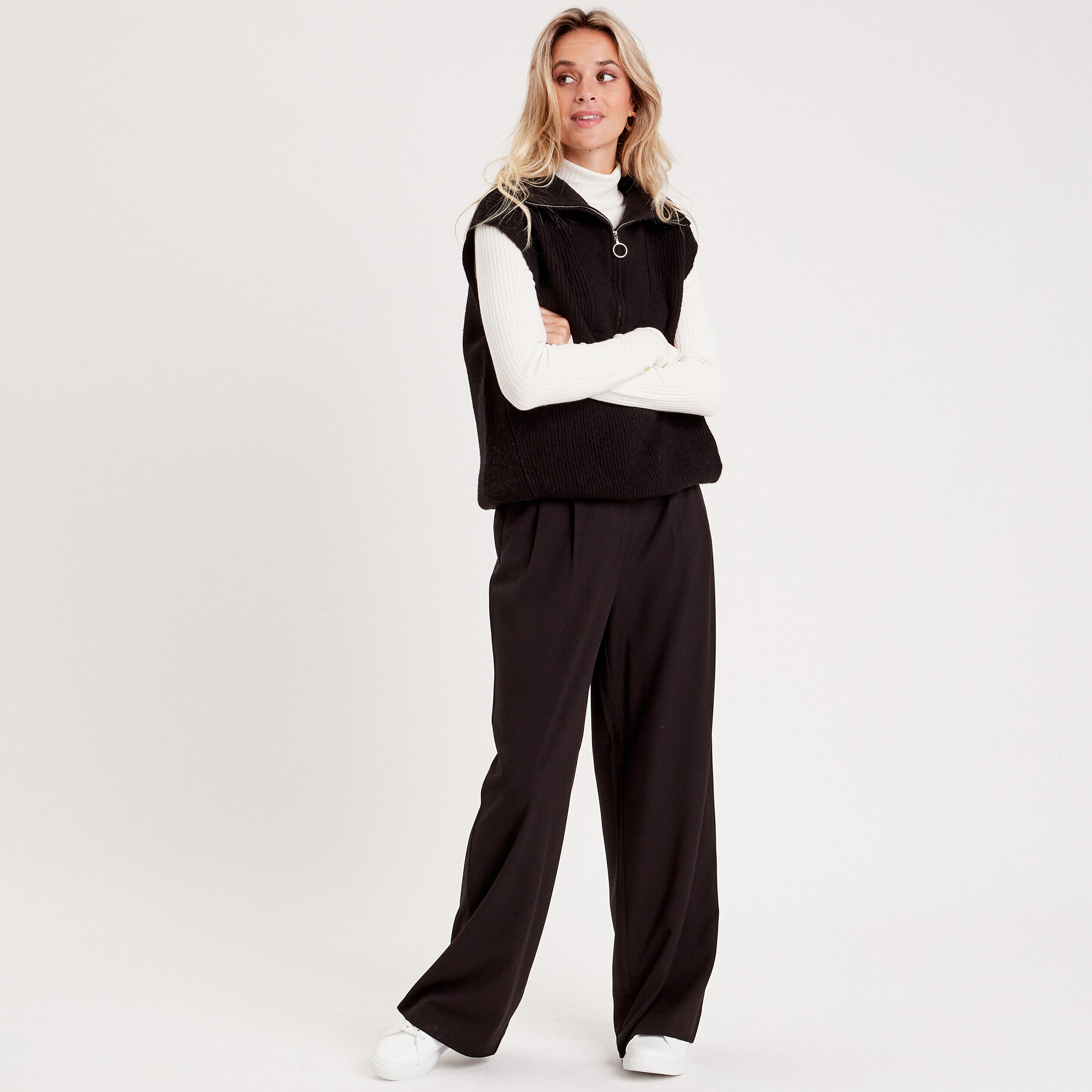 Pull col camionneur zippé noir femme | Cache Cache