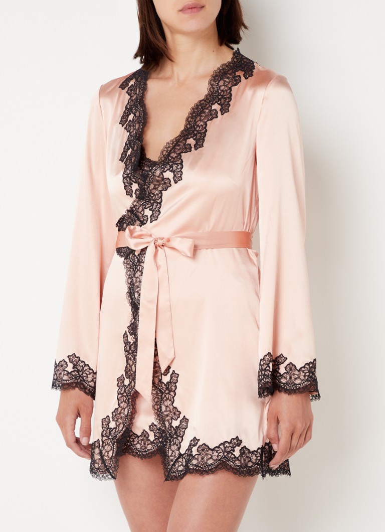 Hedvábné kimono Agent Provocateur Amelea s krajkou