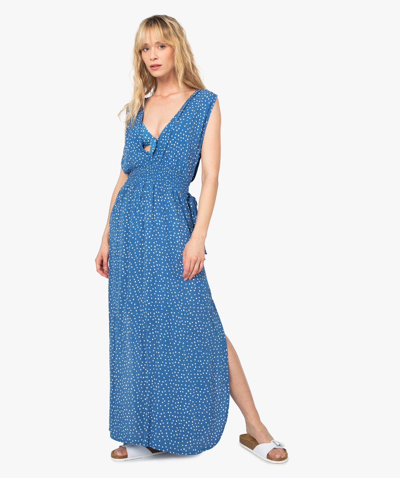 Robe de plage femme imprimée longue et échancrée imprime | GEMO