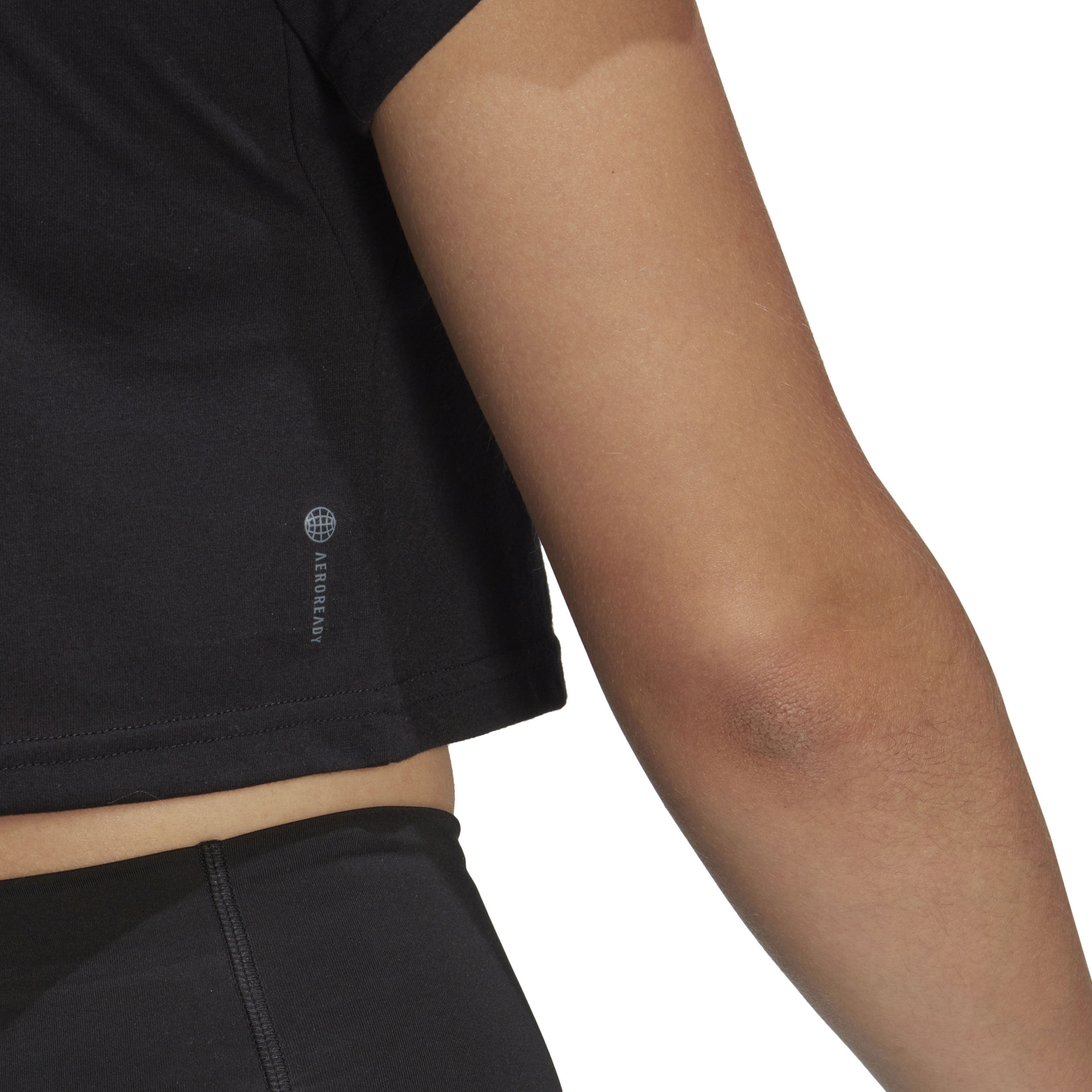 Essentials AEROREADY Train 3 Bar Logo Crop T-Shirt Damen - Schwarz