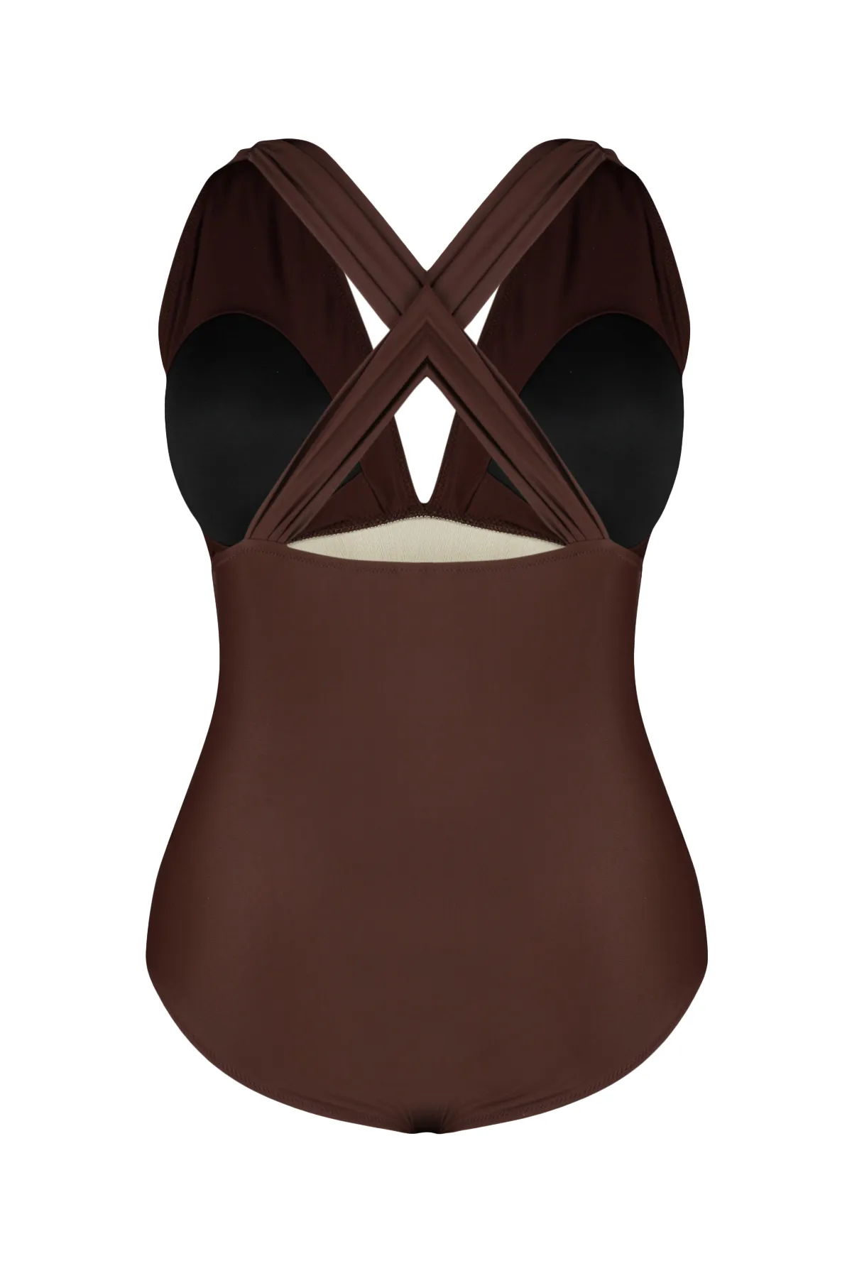 Trendyol Curve  Brauner Cross-Recovery-Badeanzug mit tiefem V-Rücken TBBSS23AM00000