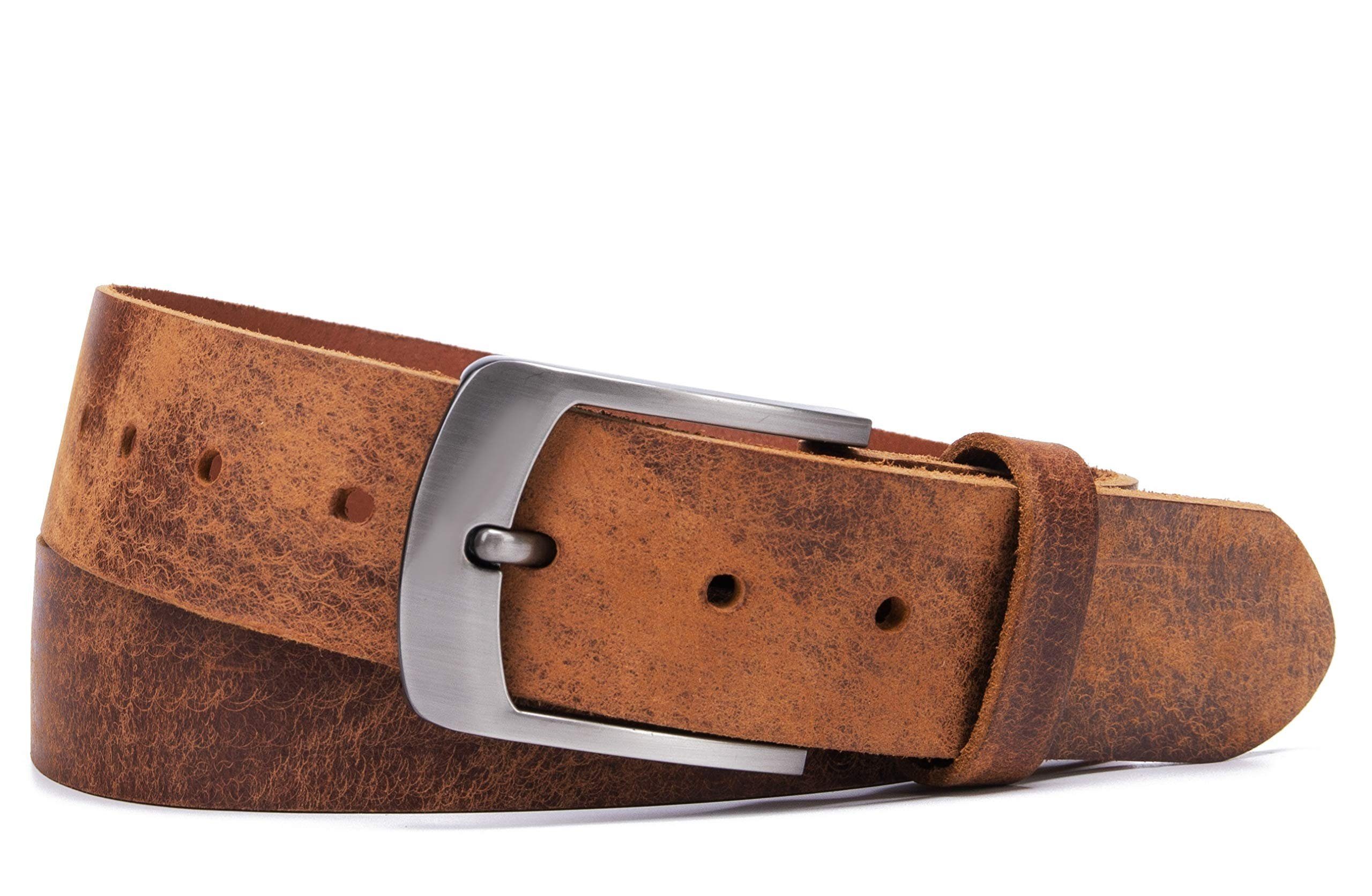 Frentree Ledergürtel aus 100% Echtleder, MADE IN GERMANY 3,8 cm breiter Gürtel aus Leder, kürzbar, Braun