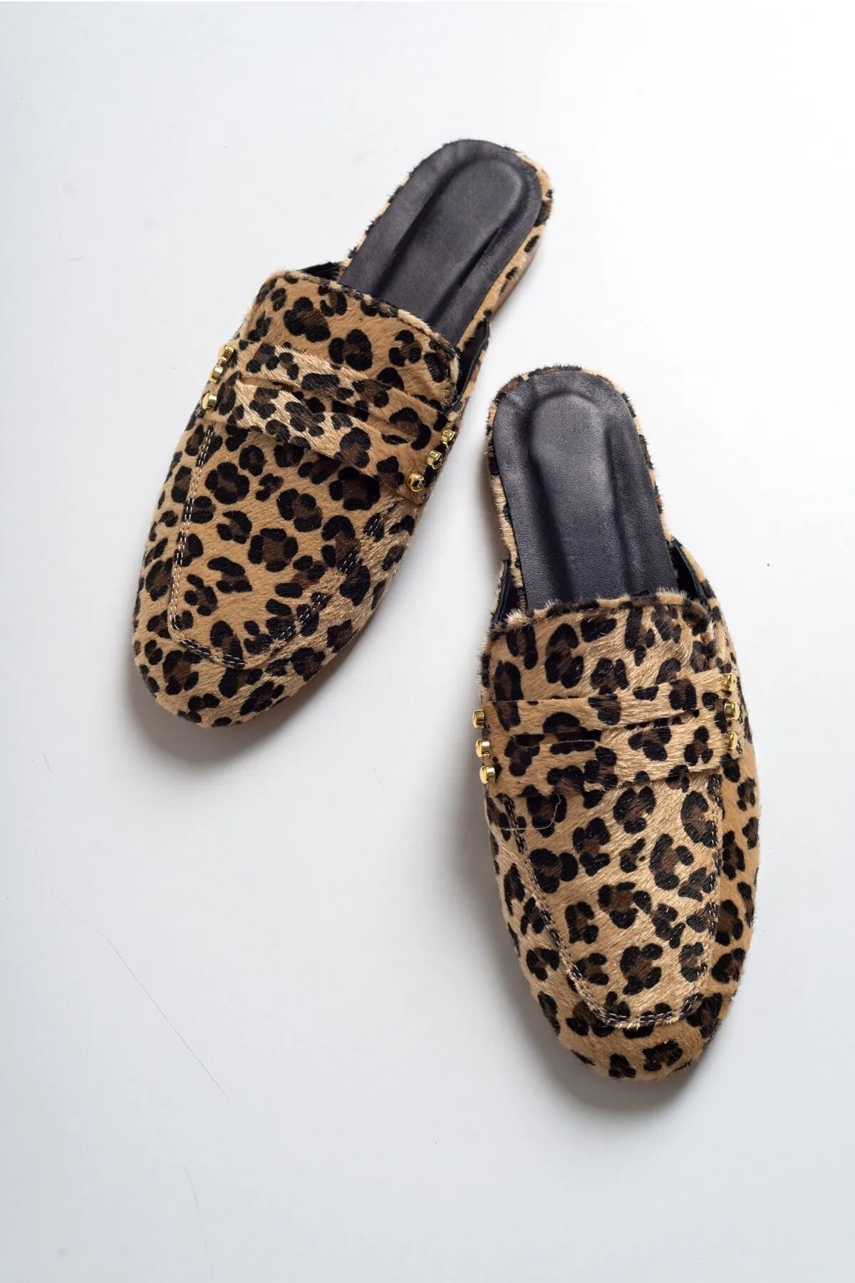 LuviShoes  Braune Leoparden-Hausschuhe aus echtem Leder für Damen
