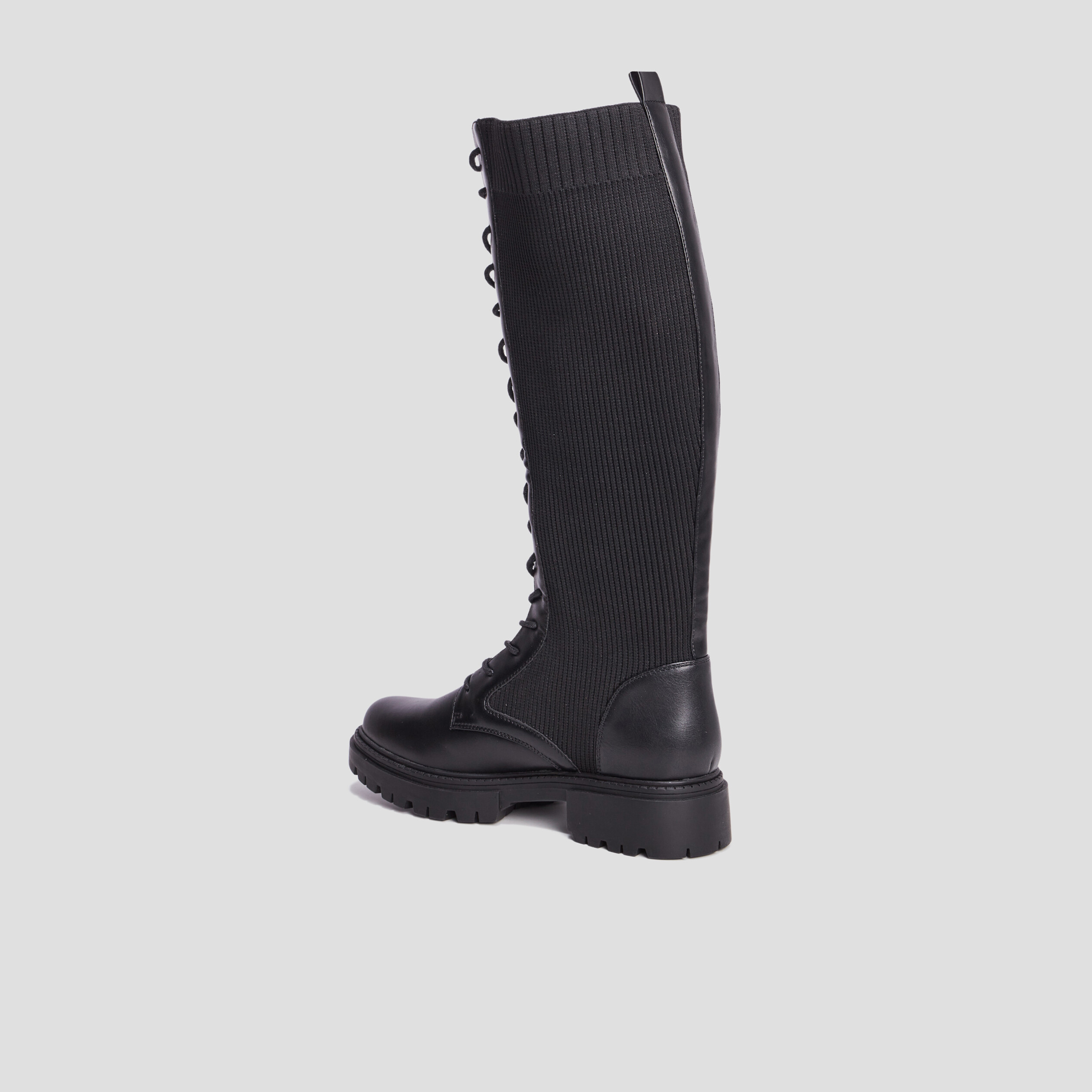 Bottes à lacets façon chaussette noir femme | La Halle