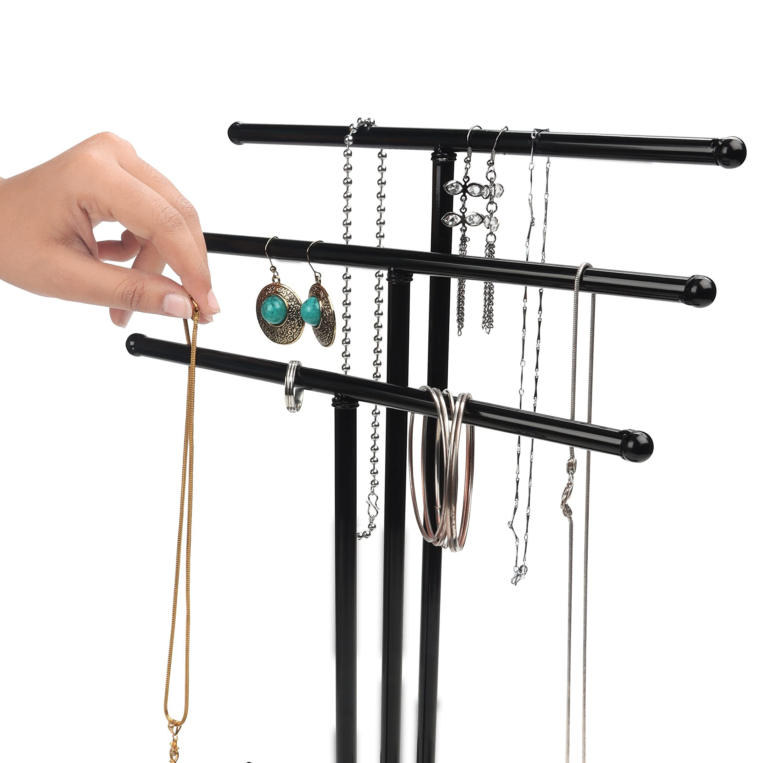 Belle Vous Schmuckständer Jewelry Organizer - 3 Tier Stand, Schwarzer Schmuckständer - Organizer für Schmuck