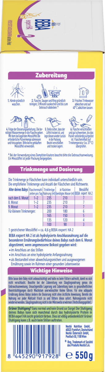 Folgemilch Expert HA 2 nach dem 6. Monat, 550 g