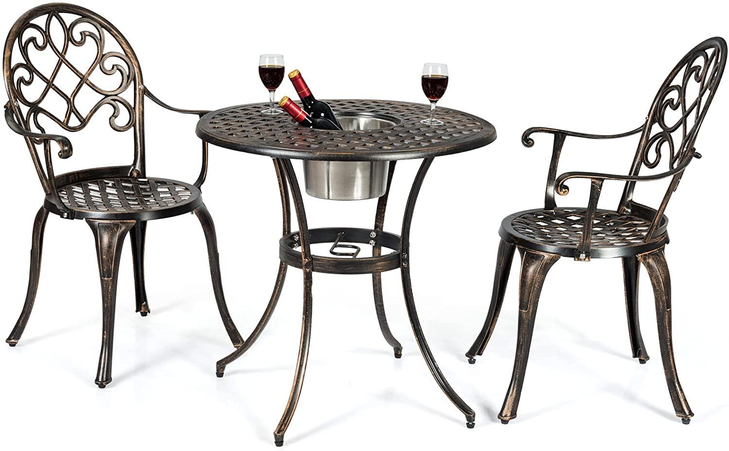 KOMFOTTEU Bistrostuhl 3 TLG. Bistro Set, aus Aluminiumguss