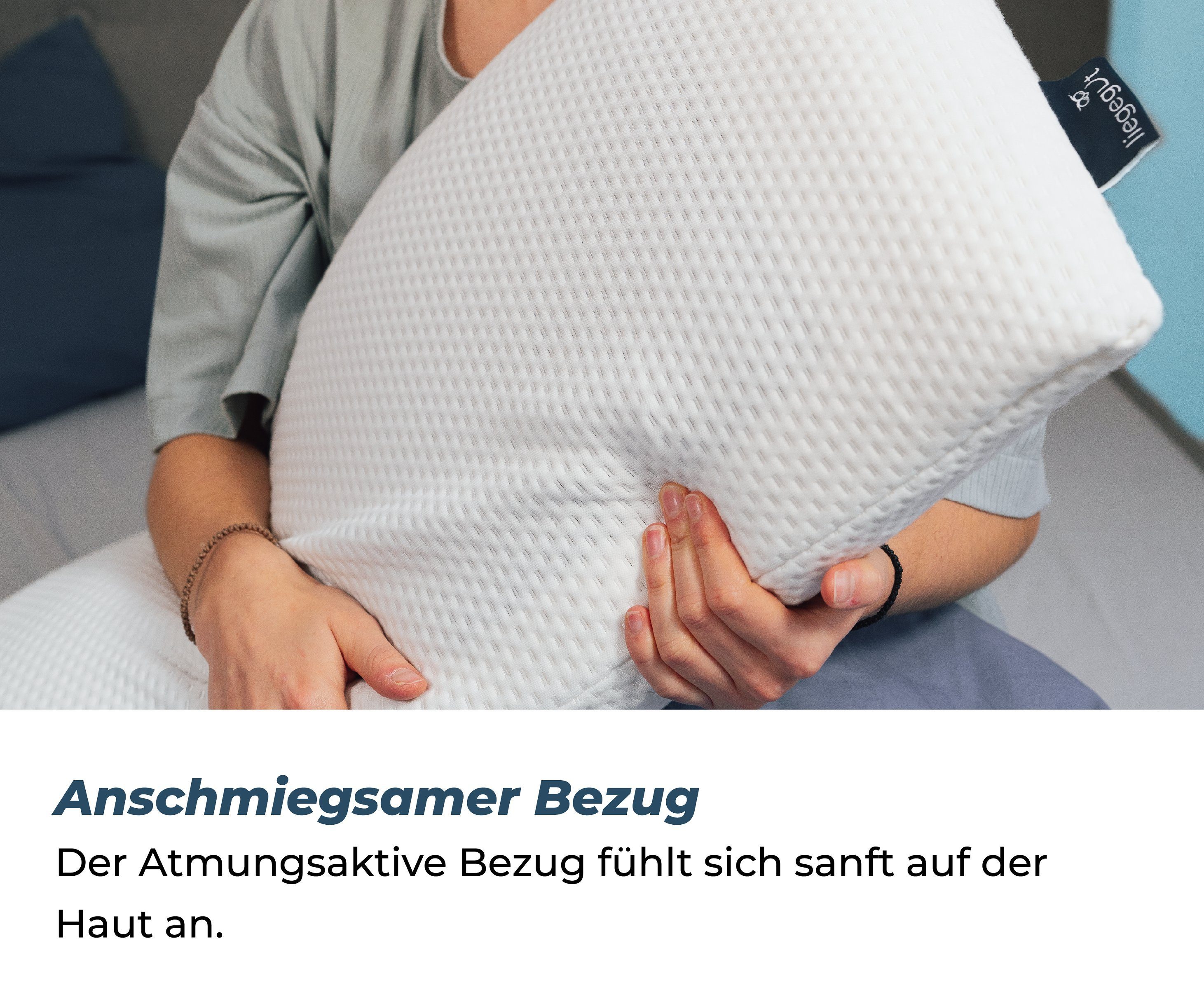 Nackenstützkissen Soft-Touch, liegegut, Füllung: Visco-Gelschaum, Seitenschläfer, Rückenschläfer, Atmungsaktiv durch Perforation