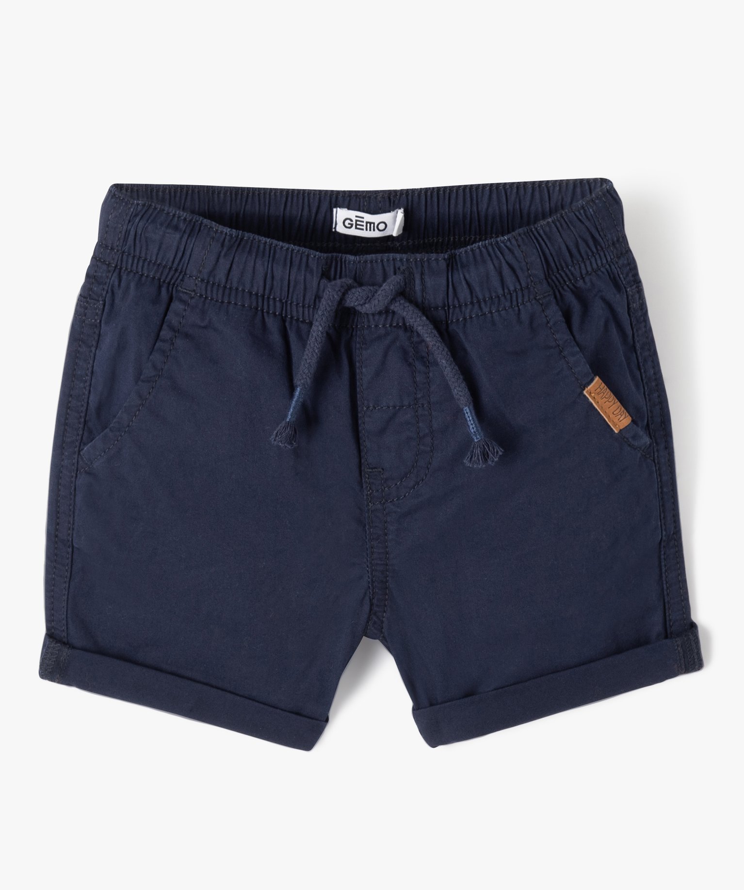 Bermuda bébé Garçon en toile à taille élastiquée marine | GEMO