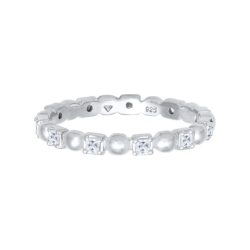 Elli Elli Bague Bague pour dames Boule carrée minimale avec zirconium en argent sterli Bague