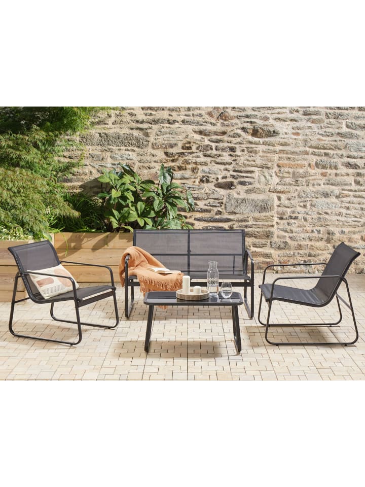 Beliani 4-tlg Lounge Set BARREA in Schwarz günstig kaufen onesize