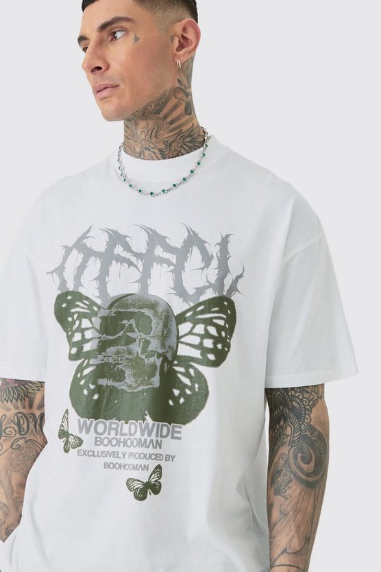 Tall Butterfly Skull Graphic T-shirt