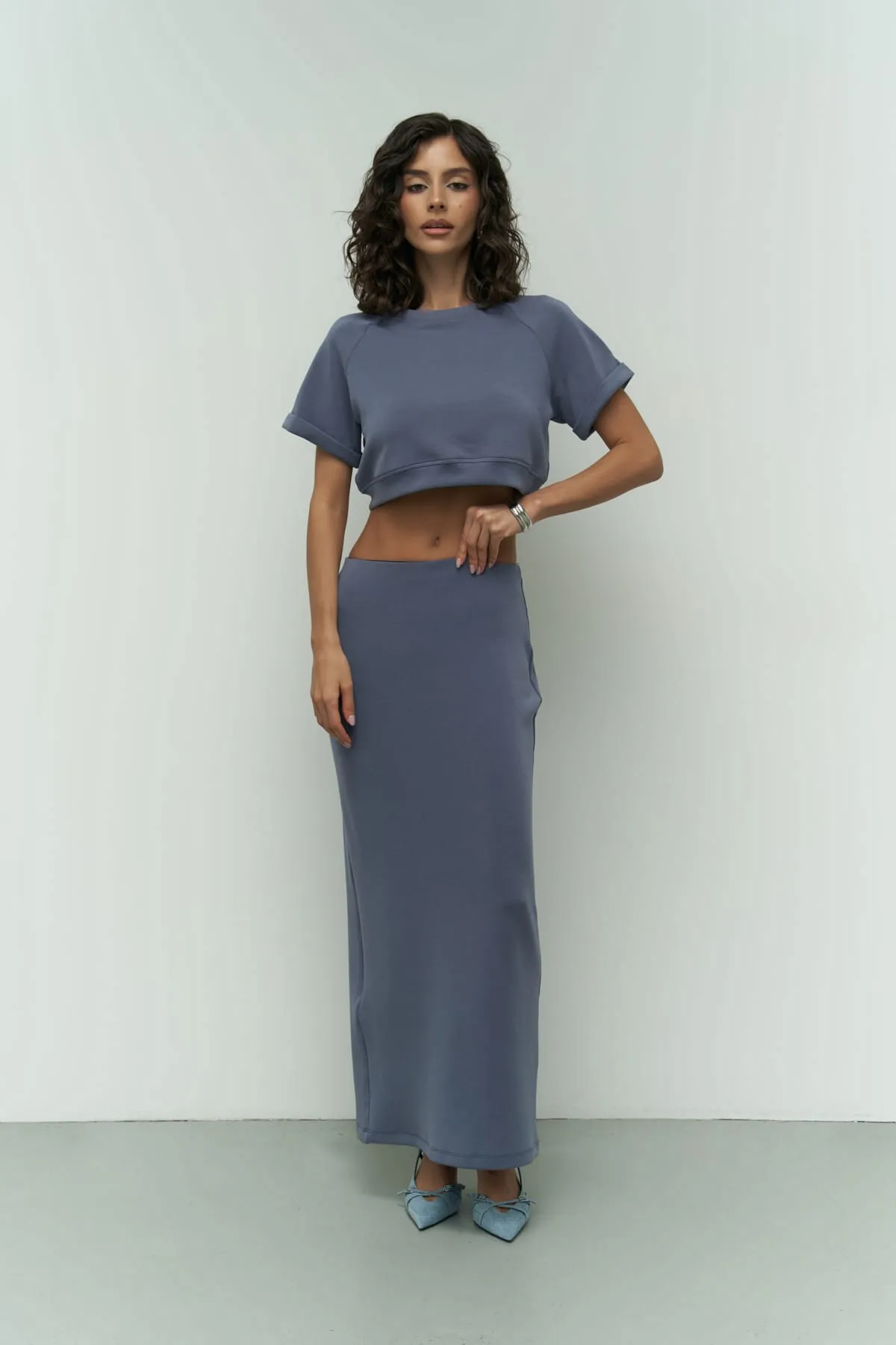 MAİ COLLECTİON  Paloma Indigo Crop Rock Set