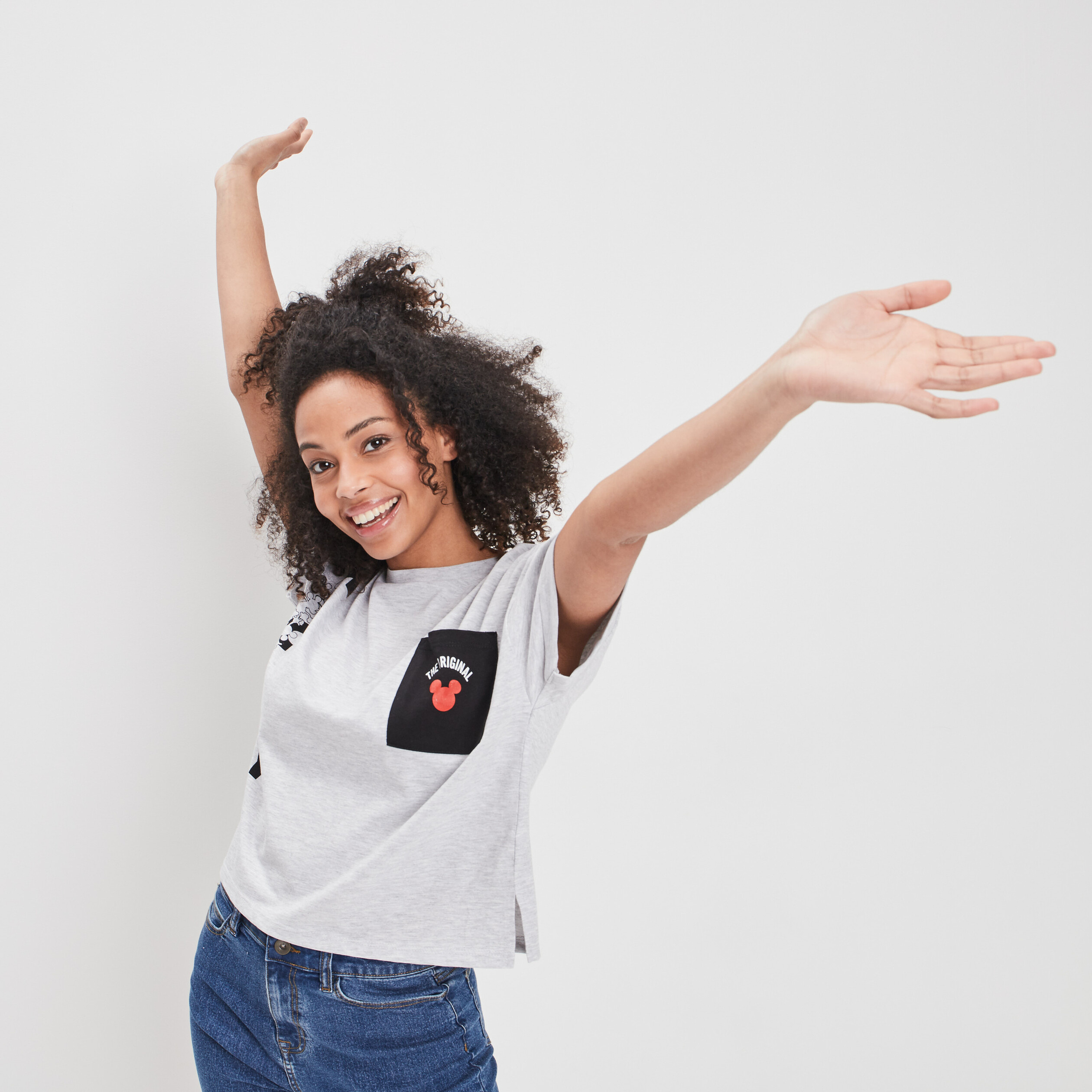T-shirt manches courtes Mickey gris femme | La Halle