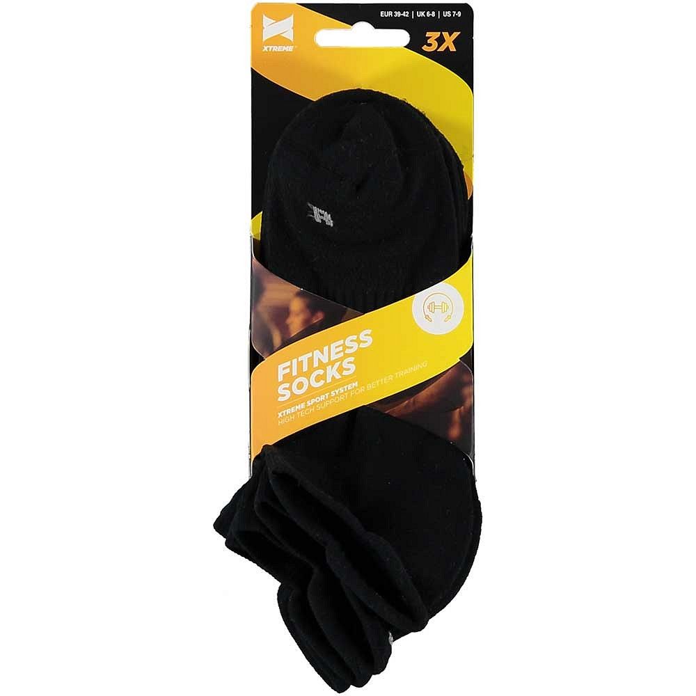 Xtreme 3 Paar schwarze Fitness-Sneakersocken