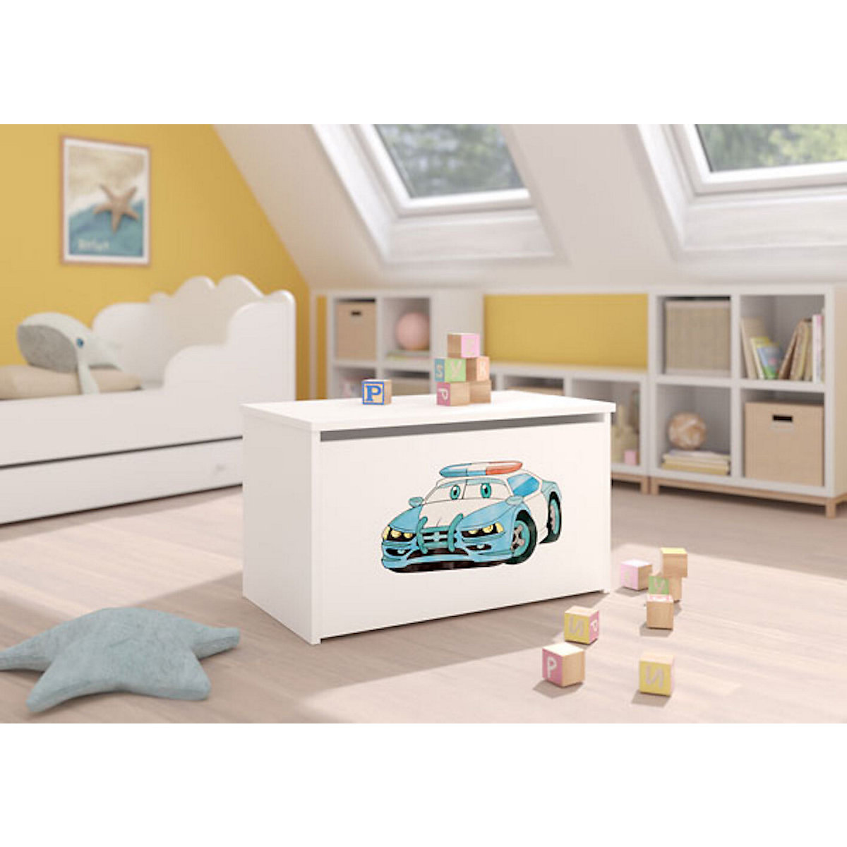 Spielzeugtruhe Sitztruhe Daria 73cm Motiv wählbar mit 1 Klappe