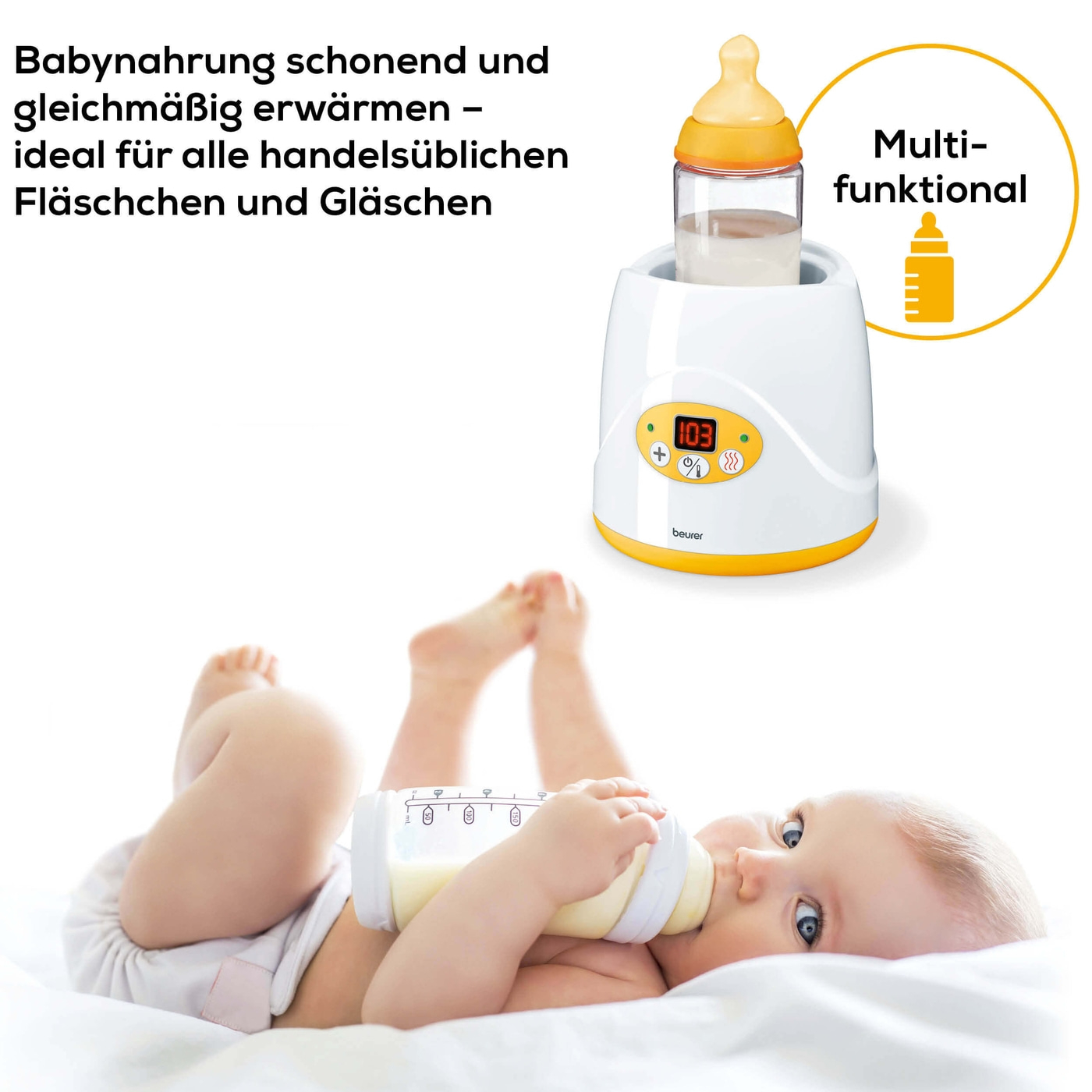 Beurer Babykost- und Fläschchenwärmer - BY 52-Babynahrung- und Fläschchenwärmer - 2-in-1 Erwärmen & Warmhalten