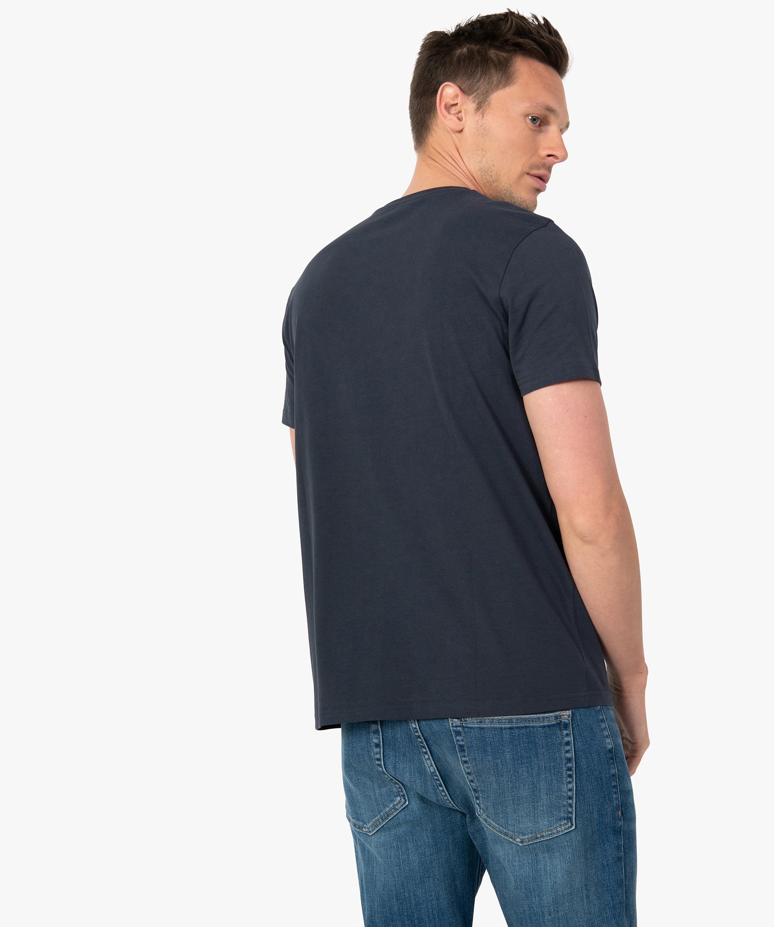 Tee-shirt homme à manches courtes avec imprimé rétro bleu | GEMO
