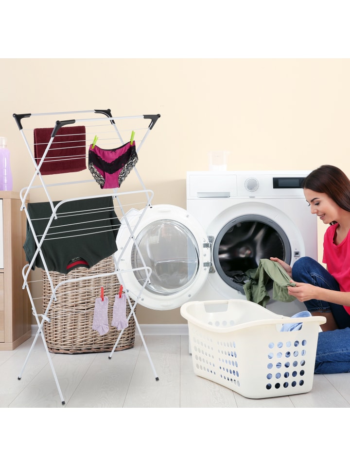 relaxdays Wäscheständer in Weiß - (B)62 x (H)136 x (T)51 cm günstig kaufen onesize