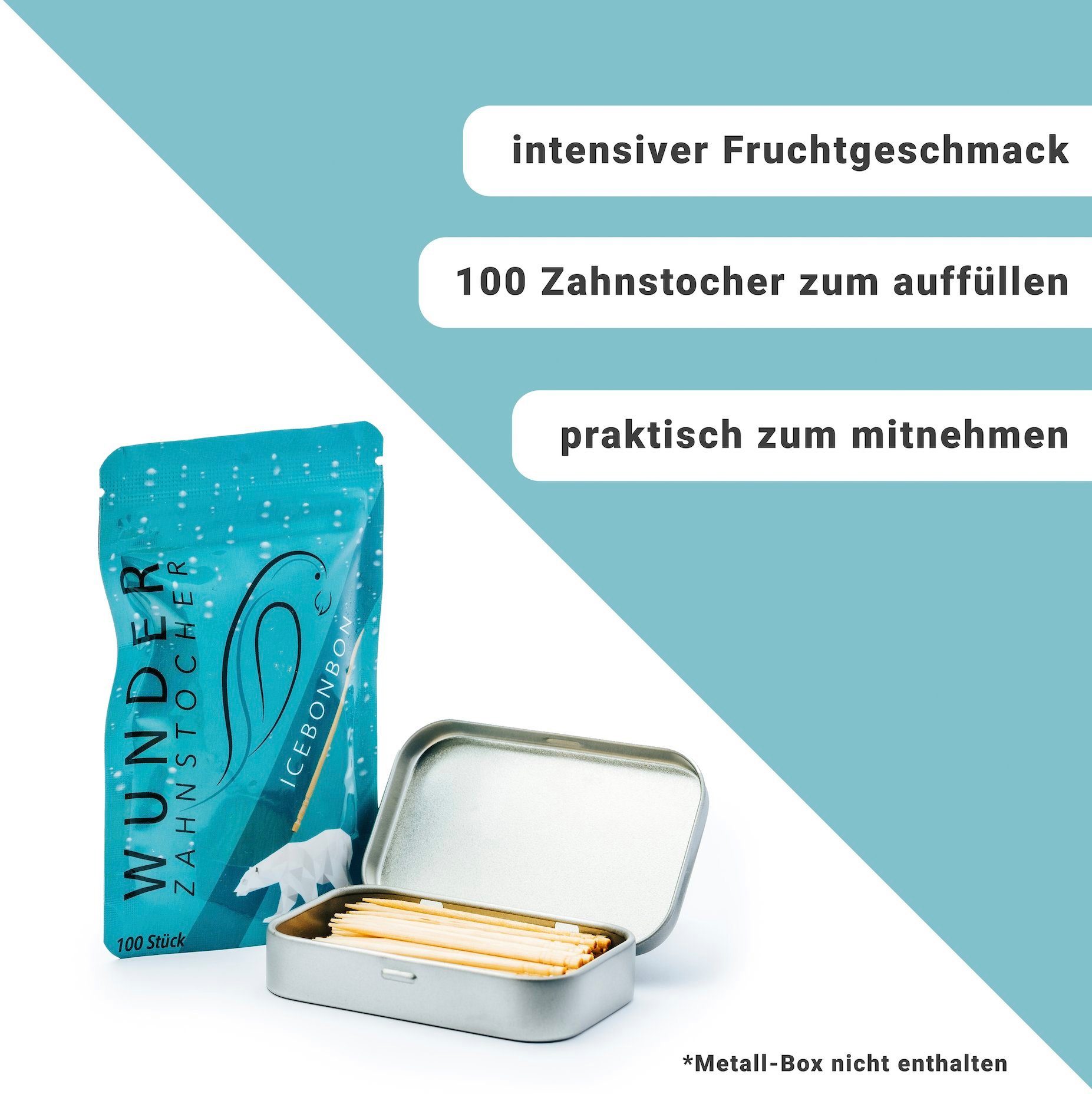 Perfekto24 Mundpflegecenter Wunder Zahnstocher mit Geschmack - 3er Bundle Eisbonbon