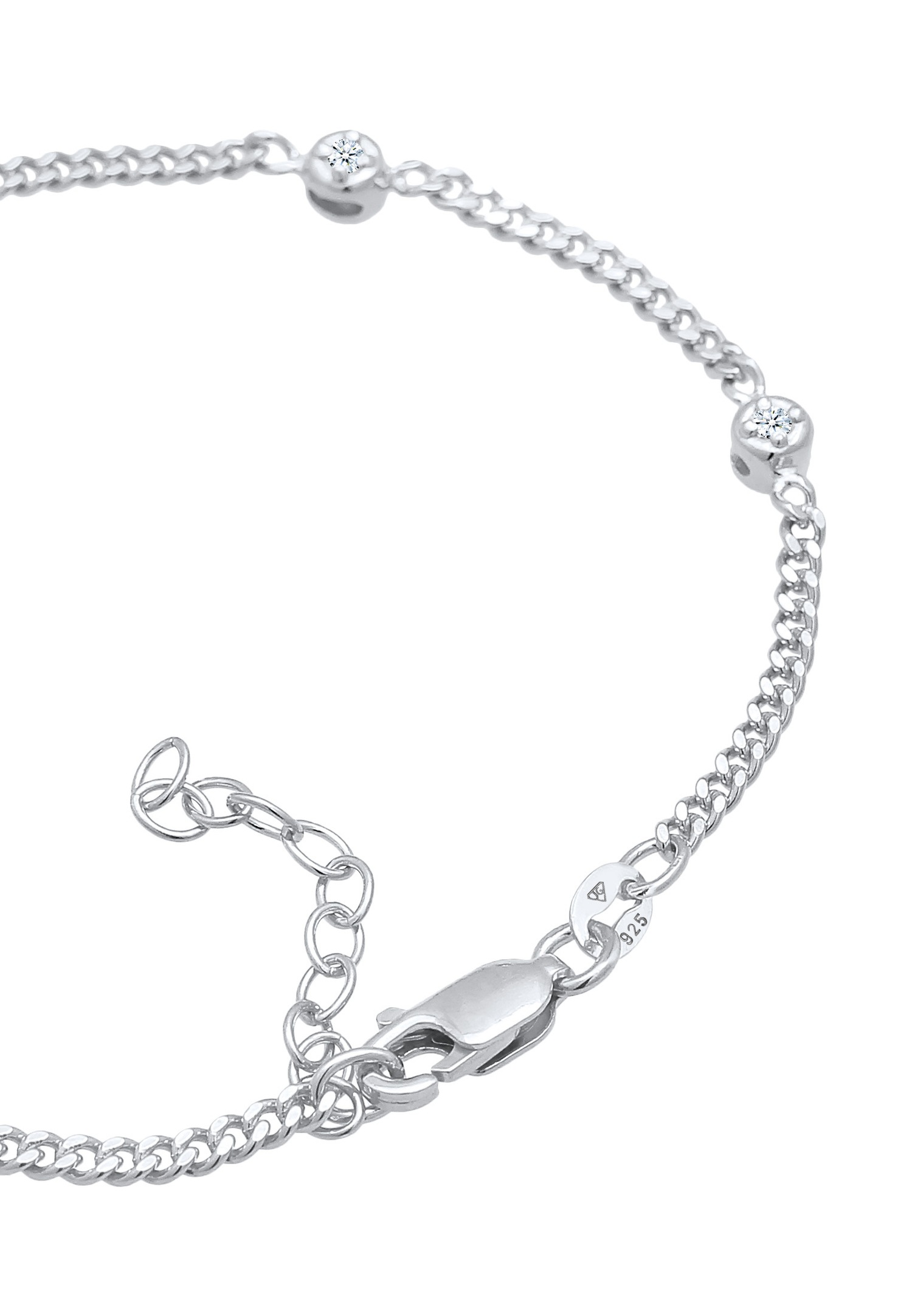 Elli DIAMONDS moteriška elegantiška klasikinė reguliuojamo dydžio apyrankė su deimantais (0,075 ct.) iš 925 prabos sidabro