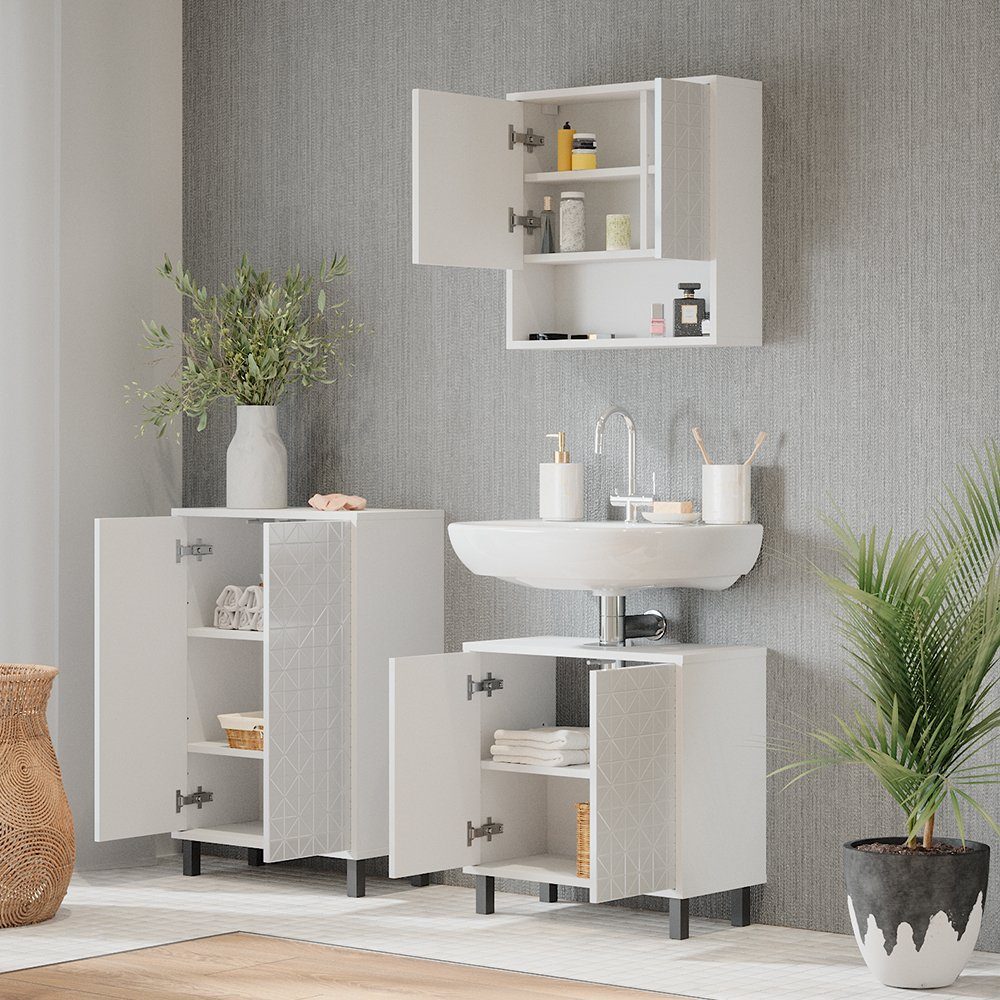 Vicco Badkommode Badezimmerschrank Kommode AGASTA Weiß Hochglanz