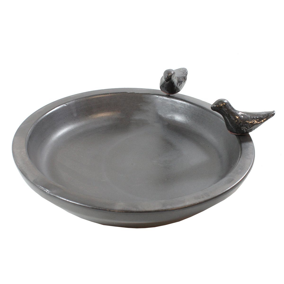 colourliving Vogeltränke Vogeltränke für den Garten 30 cm matt schwarz Keramik Vogeltränke rund, handbemalt, glasiert, leicht zu Reinigen