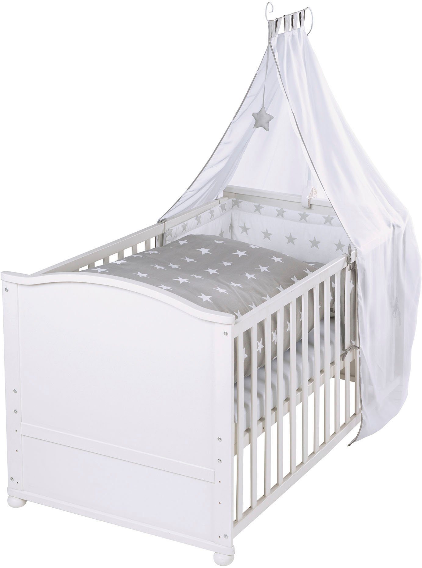 roba® Komplettbett Little Stars, 70x140 cm, 6-tlg., Matratze, Kinderbettgarnitur und Himmel, zum Juniorbett umbaubar
