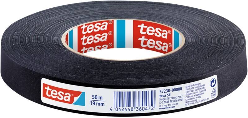 tesa Gewebeband extra Power Perfect 57230 Schwarz 19 mm (B) x 50 m (L) Kunststoff, Zellwollgewebe