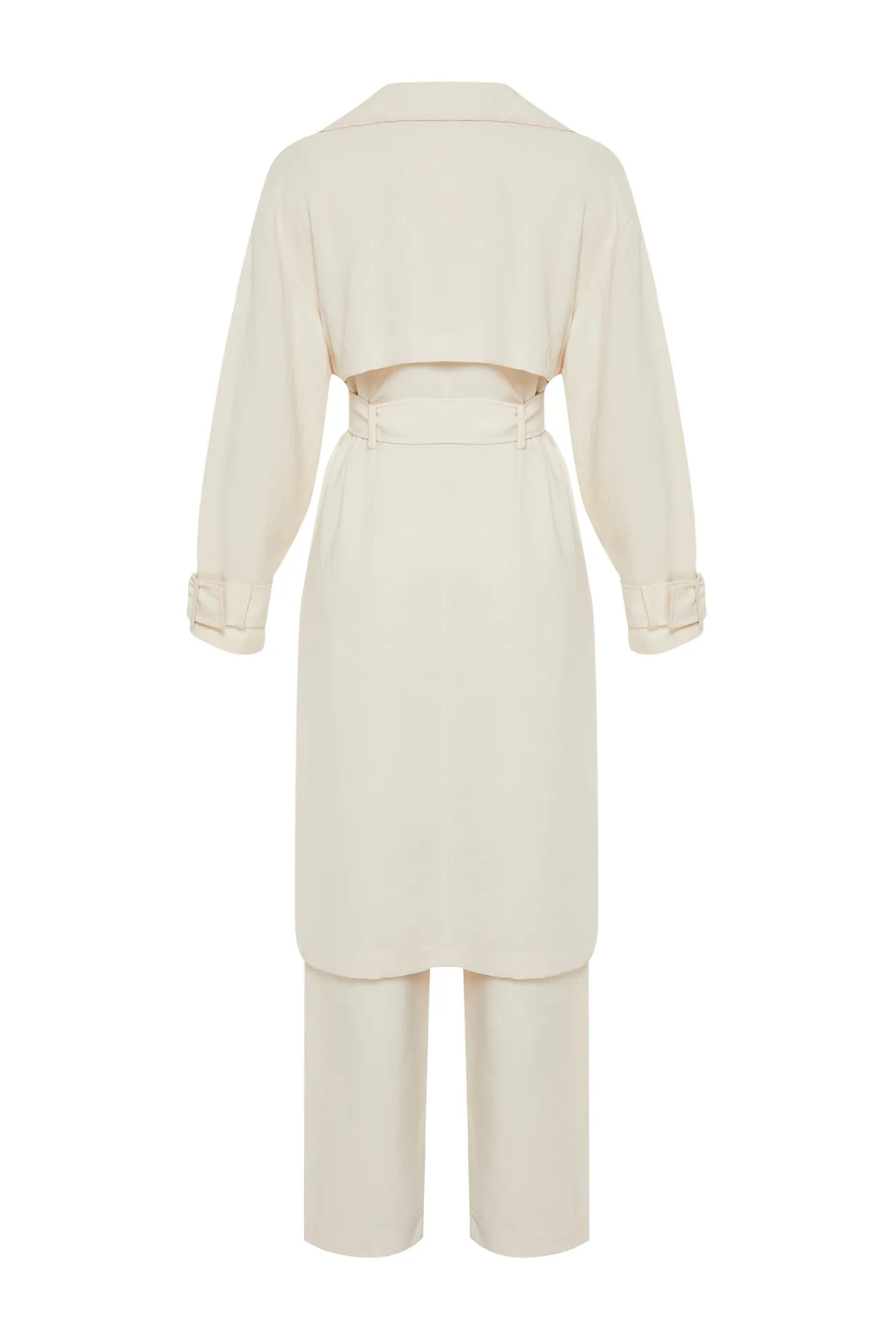 Trendyol Modest  Set aus Kimono-Hose mit gewebtem Unterteil und Oberteil im Stone Trench-Stil TCTSS24US00024