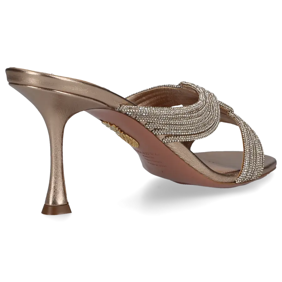 Aquazzura - Pantoletten GATSBY 75 Materialmix - gold
