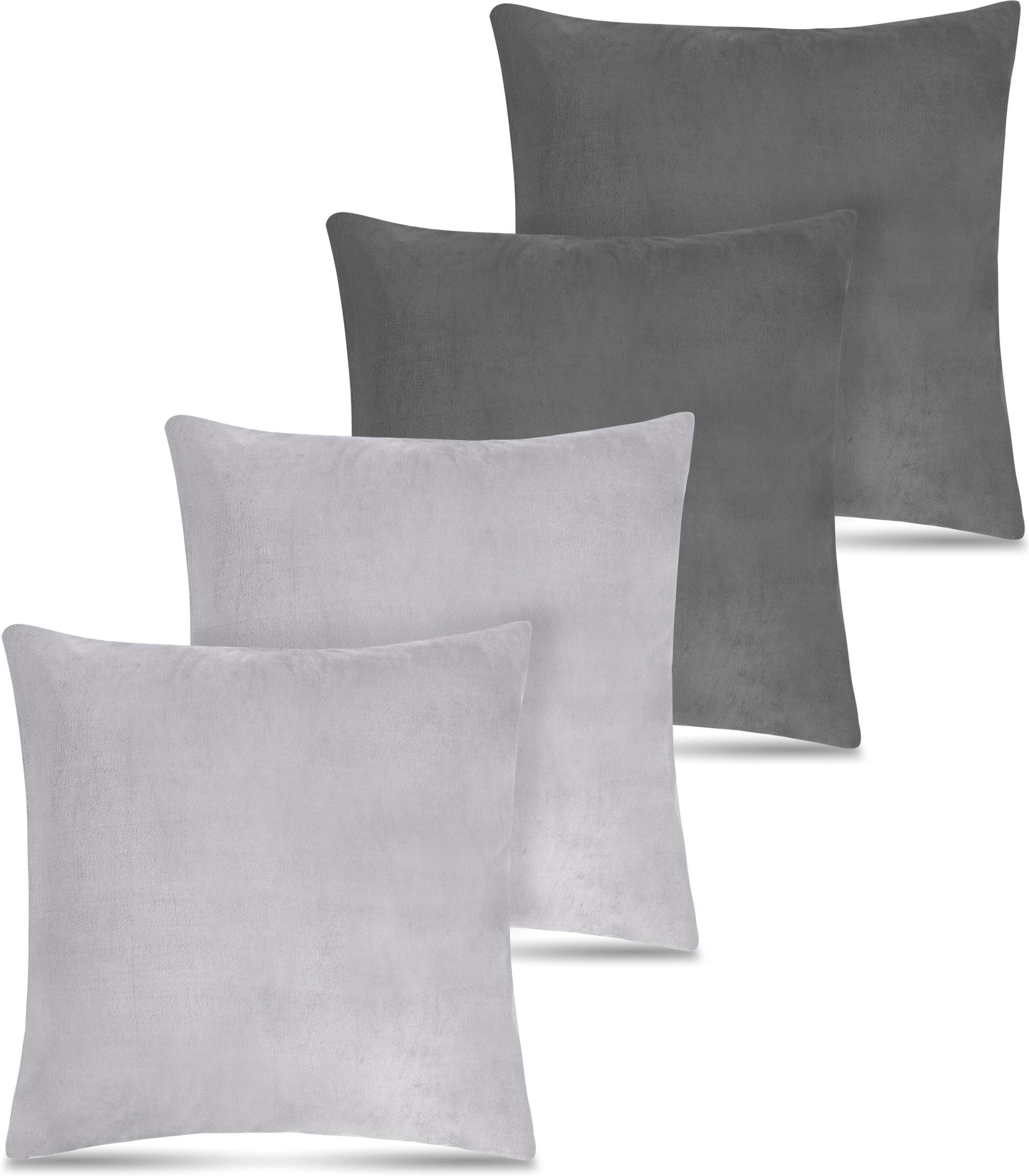 Aspero Dekokissen 4er Set Kissenbezüge inkl. Füllung Tamara, Plüsch Zierkissen 45 x 45 cm mit Cashmere Feeling