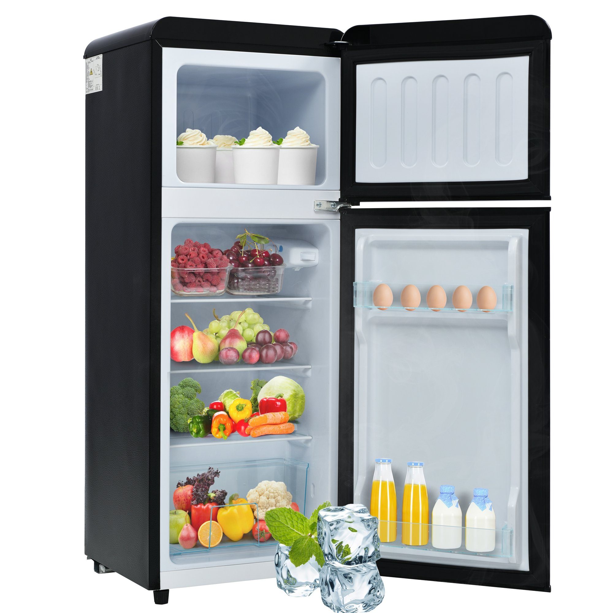 Mould King Kühl-/Gefrierkombination BCD-102, Retro-Kühlschrank,Kühl-Gefrier-Kombination,zweitürig,Energieklasse F
