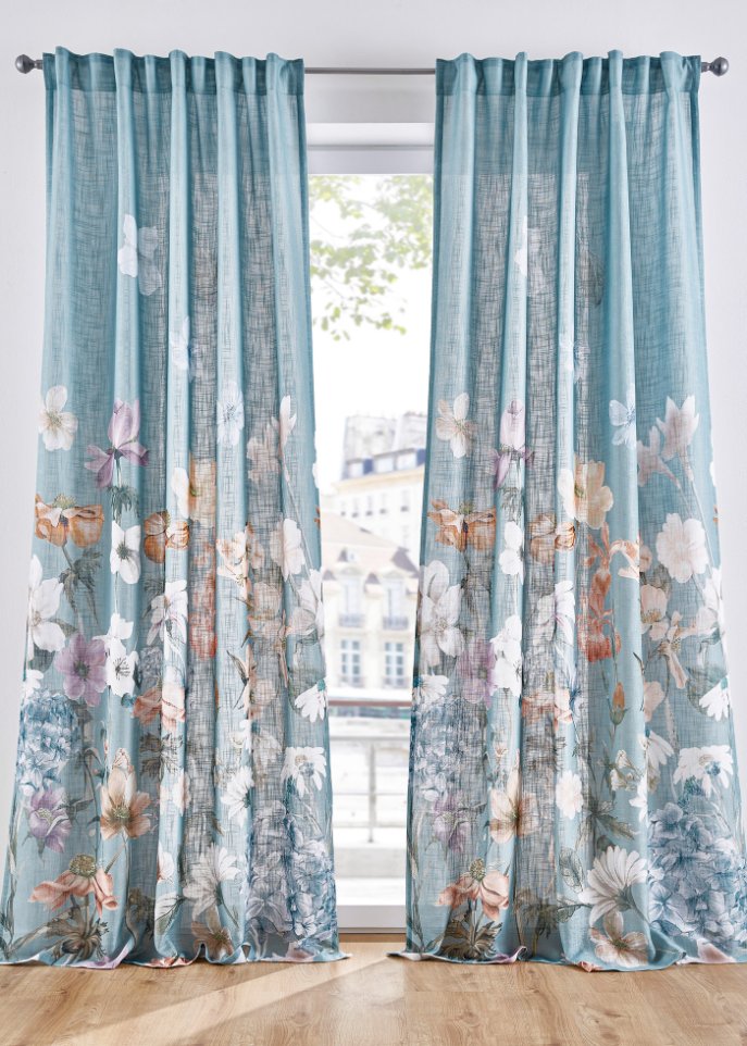 Vorhang mit Blumen Druck (1er Pack)