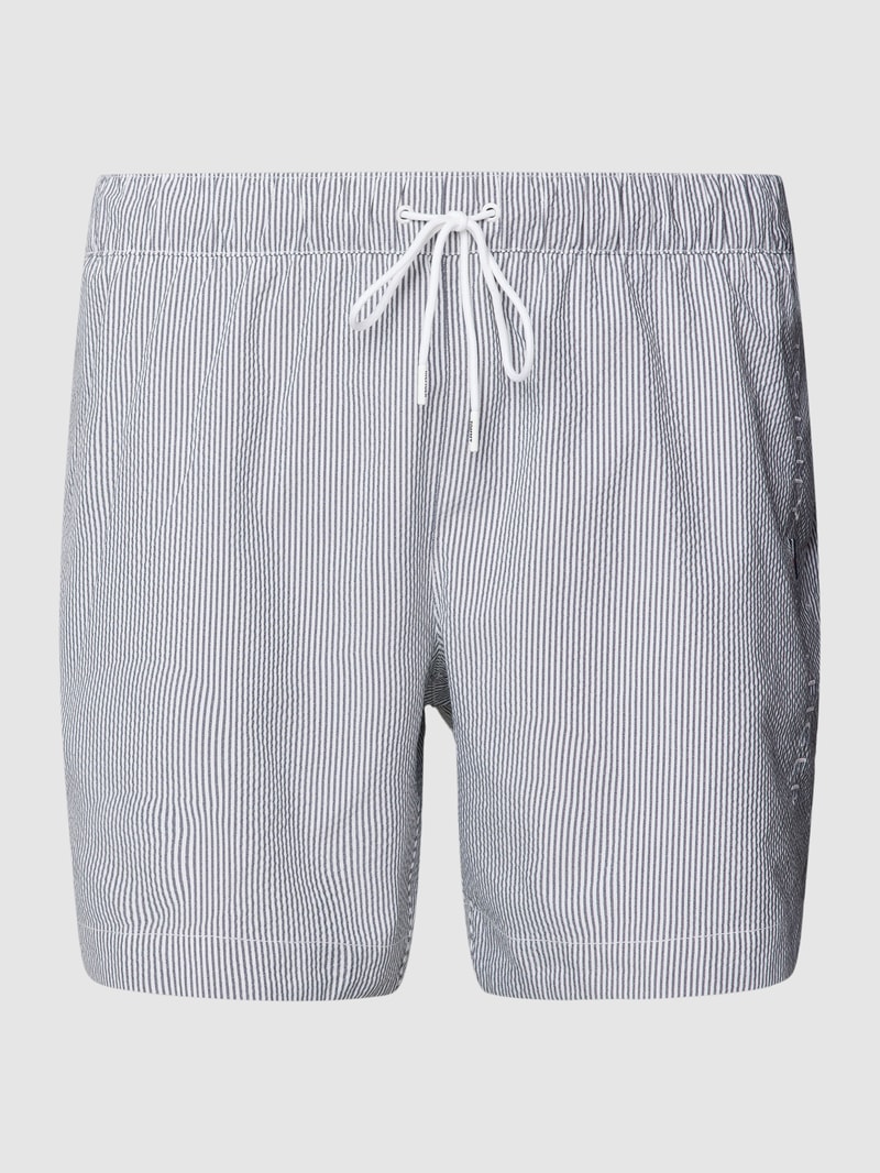 PLUS SIZE Badehose mit Label-Stitching in marineblau