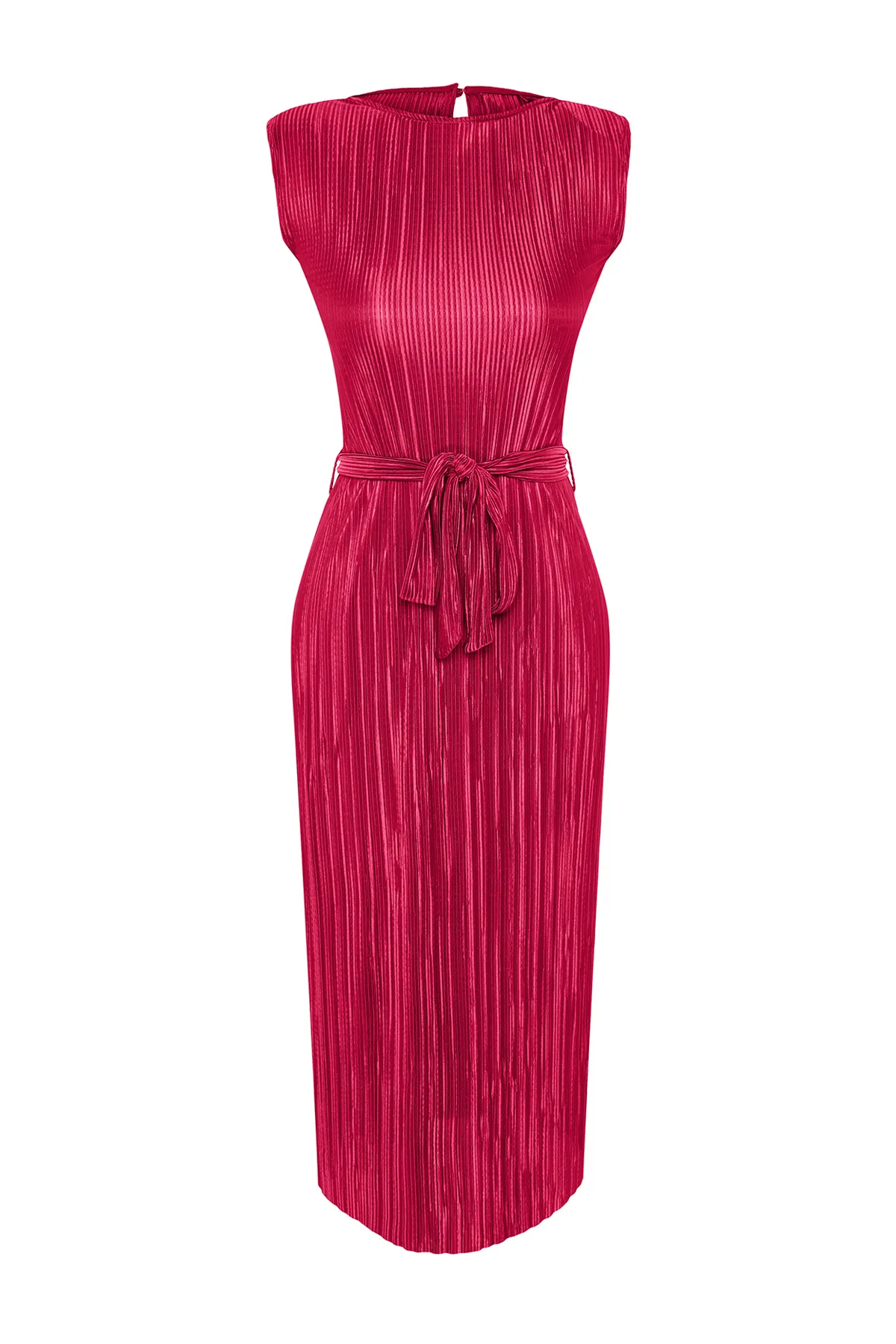 Trendyol Collection  Fuchsia Uni gepolsterte Faltenjacke mit Gürtel TWOSS24EL00131