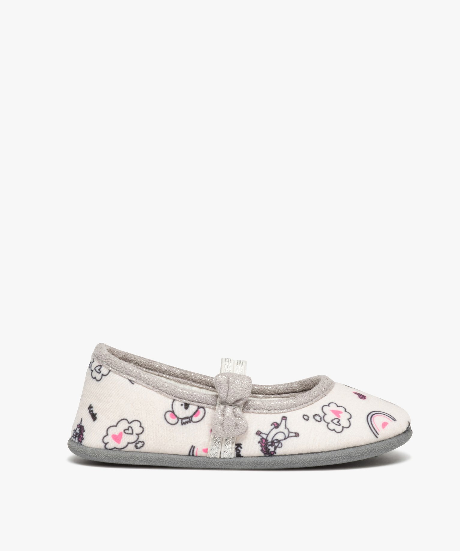 Chaussons en forme de ballerines en jersey imprimé fille beige | GEMO