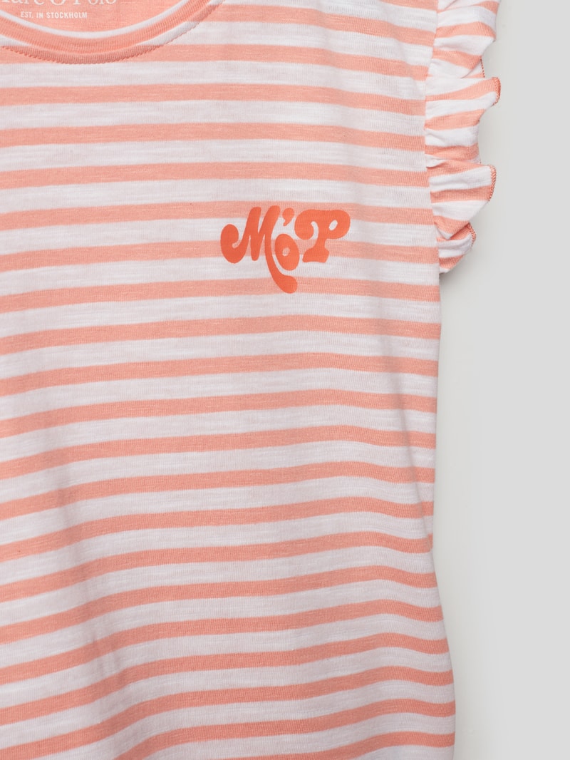 T-Shirt mit Streifenmuster in koralle