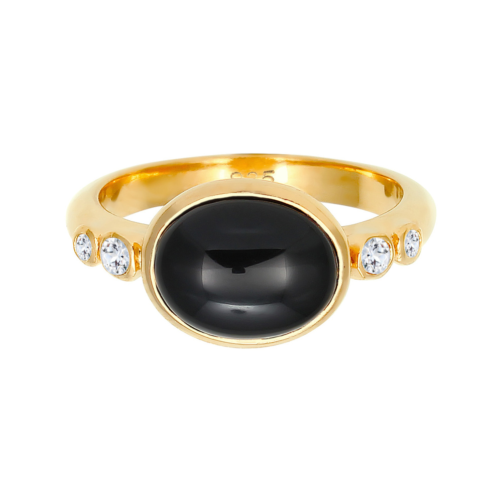Elli PREMIUM Elli PREMIUM Bague Onyx Noir Bague Femme - (925/1000) Argent Bague