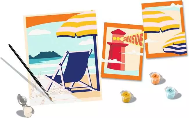 CreArt Galerie Wand Set - Am Strand - Malen nach Zahlen für Erwachsene