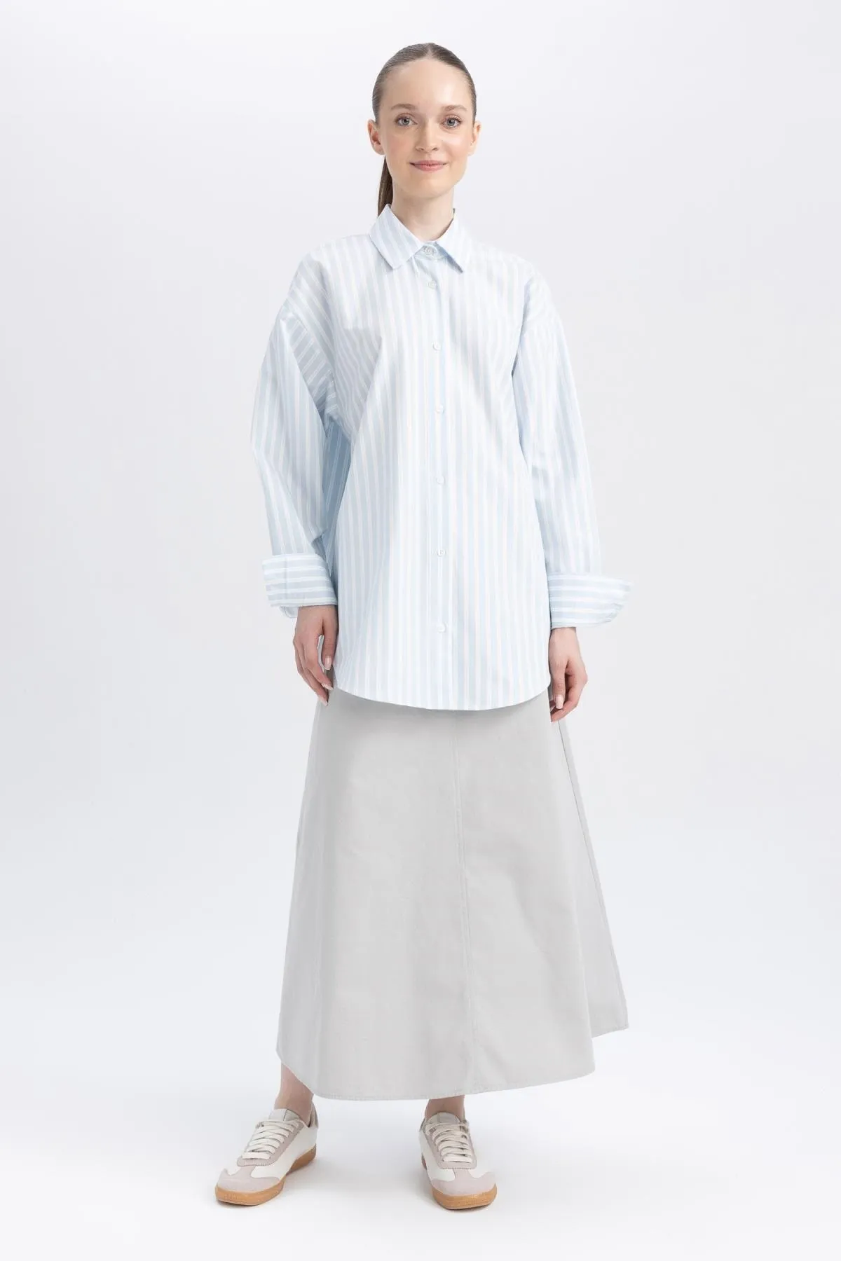 DeFacto  A-Linien-Gabardine-Maxirock A9564ax23au