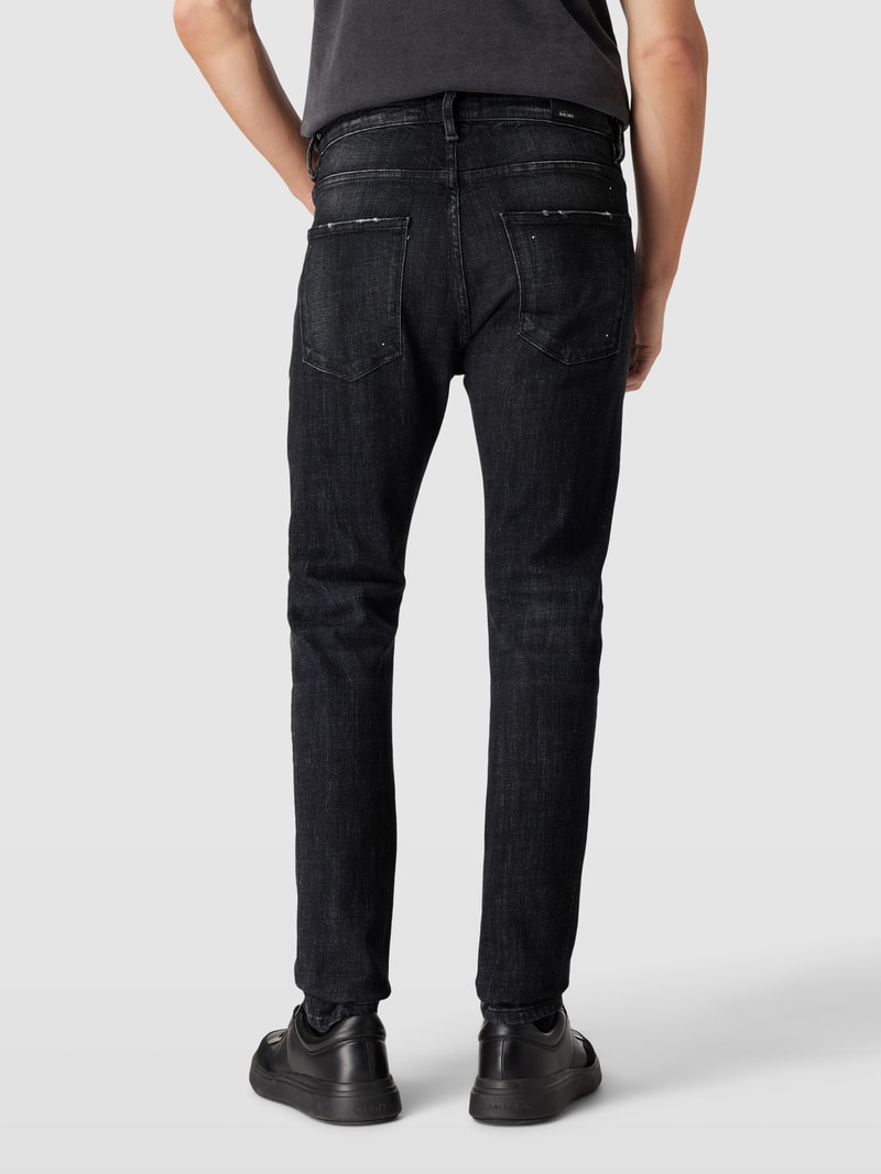 Tapered Fit Jeans im Destroyed-Look Modell 'Noel' in schwarz