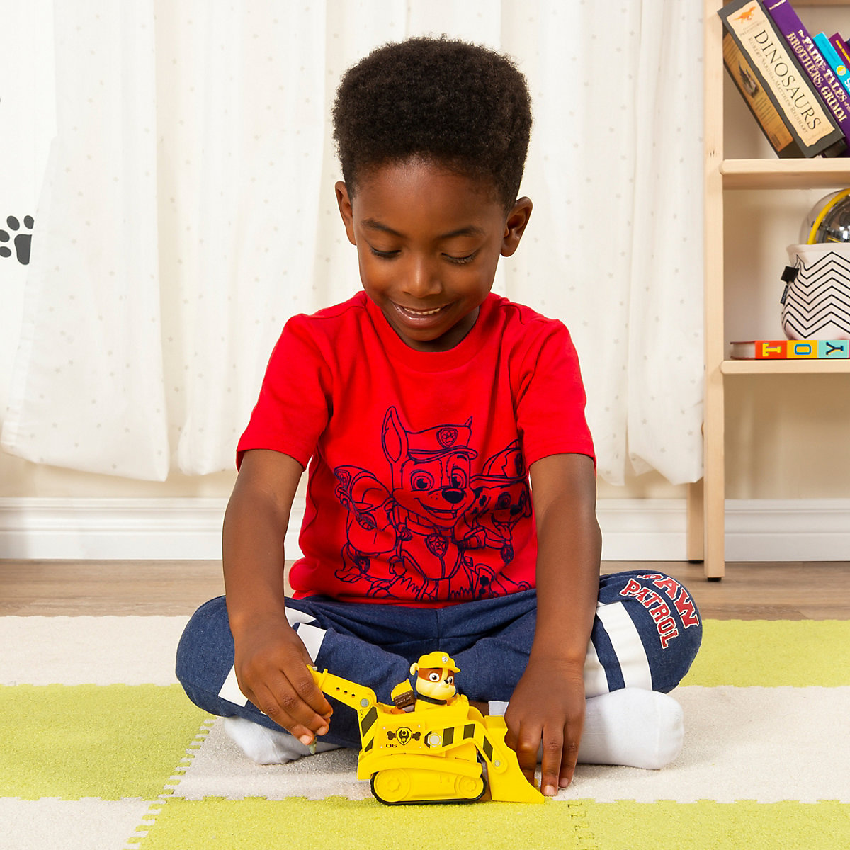 PAW Patrol Baustellen-Fahrzeug mit Rubble-Figur (Basic Vehicle/Basis Fahrzeug)